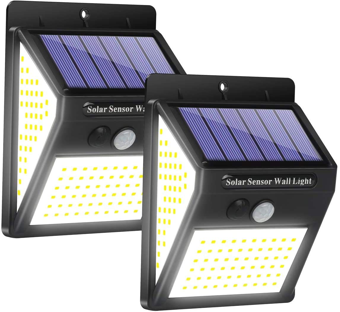 140 LED Solar Security Lights Outdoor with Motion Sensor - 270° Wide Angle, 3000 Lumens, Waterproof - Perfect for Fence, Backyard, Front Door, Deck, Patio & Garden Lighting (2 Pack)