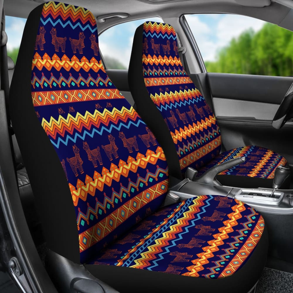 Aztec Llama Pattern Print Car Seat Covers - Waterproof & Non-Slip Universal Fit for Cars, Trucks & SUVs - Perfect for Road Trips, Daily Commutes & Pet Protection