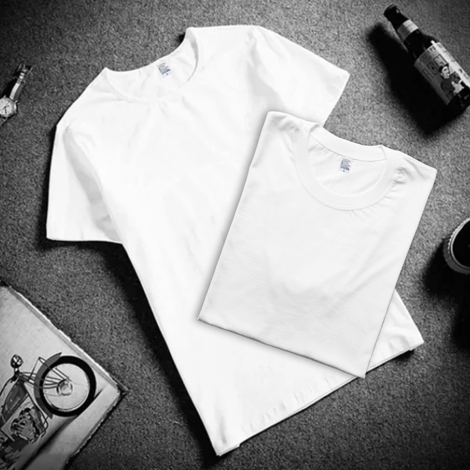 HTVRONT 5 Pack White Polyester Sublimation T-Shirts - Blank Crew Neck Short Sleeve Tees for DIY Printing, Custom Designs & Heat Transfer - Perfect for Sports Teams, Events & Personalized Gifts