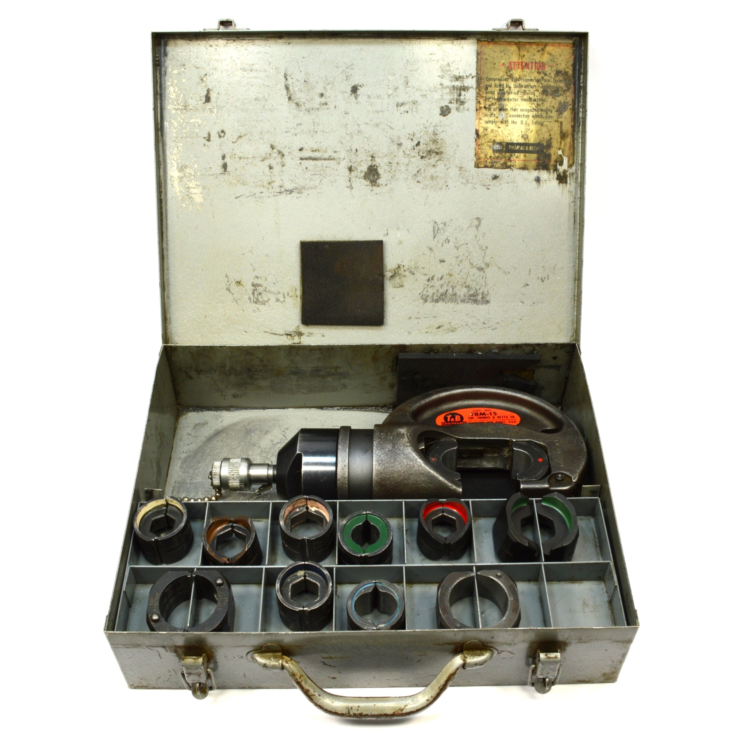 T&B Thomas & Betts TBM 15 15-Ton Hydraulic Crimper Set with 11 Dies - Professional Electrical Tool for Cable Termination & Wire Connectors - Perfect for Industrial, Commercial & DIY Electrical Projects