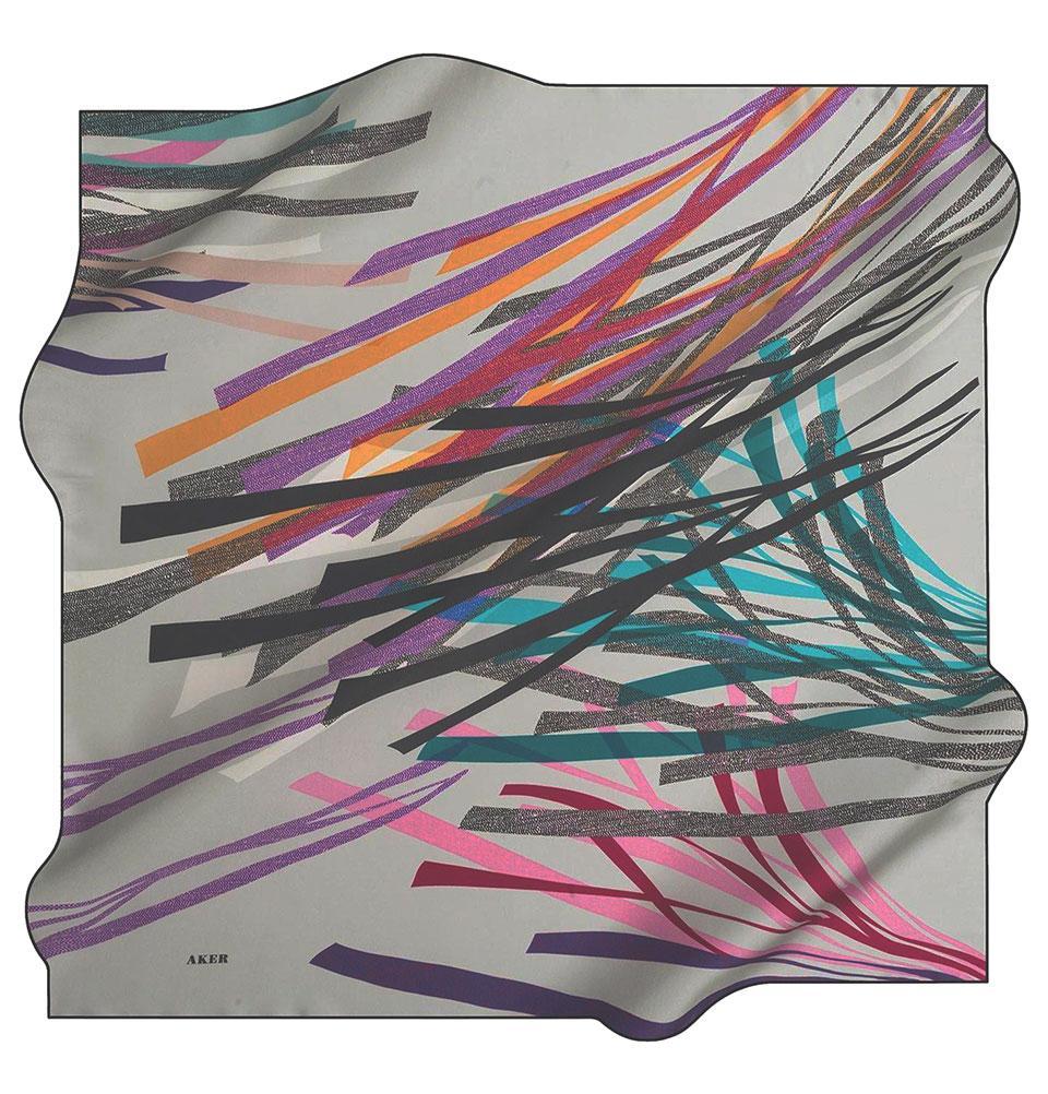 Aker Silk Cotton Patterned Square Scarf #7766 415 - Stylish Women's Fashion Accessory for Office, Travel and Special Occasions