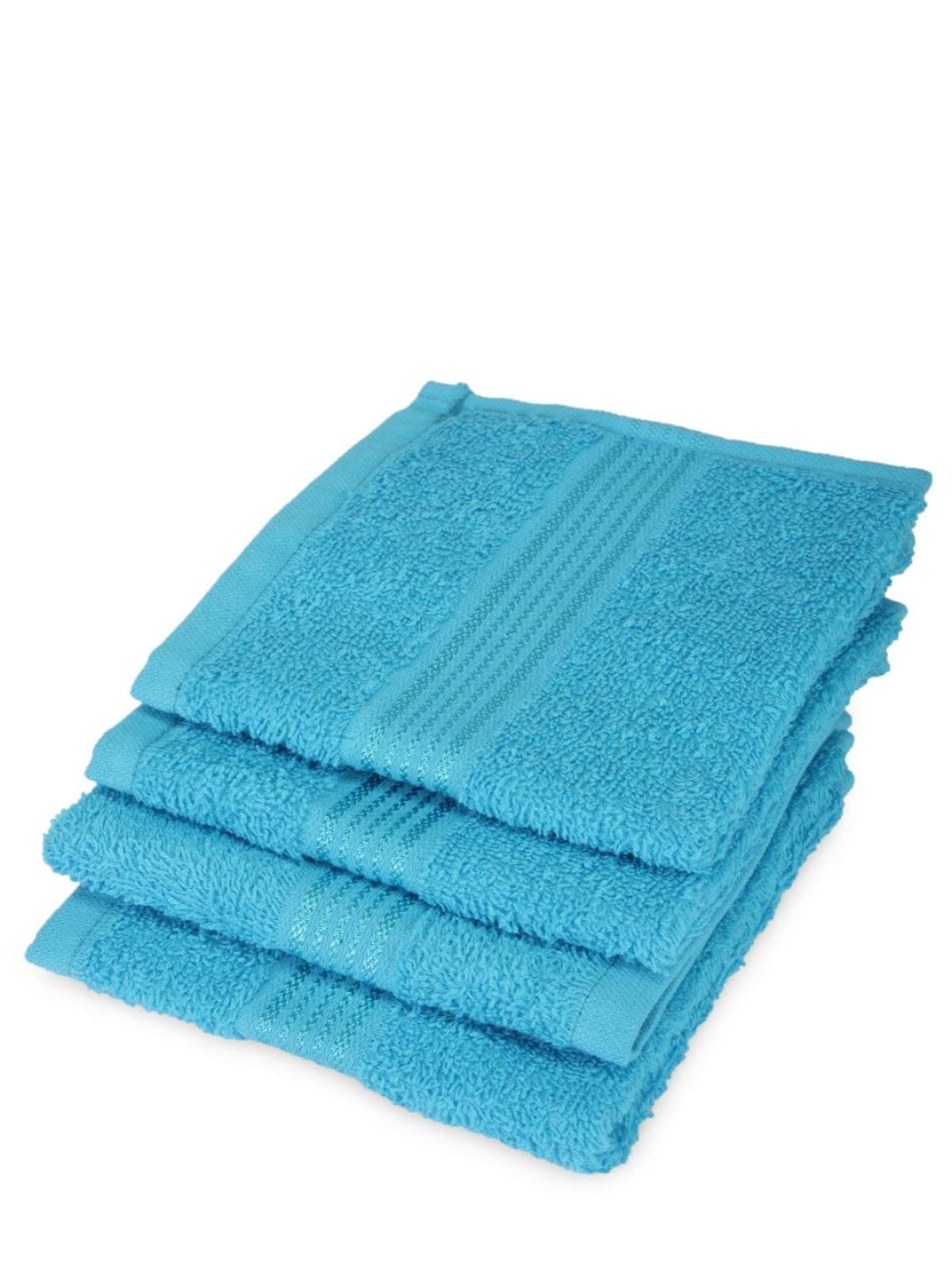 KOPA Quick Dry 100% Cotton Soft Terry Bath Towels - 4 Pack Face Towels for Men, Women & Kids | Super Absorbent, Lightweight, Odor Free | Perfect for Gym, Travel, Spa & Daily Use (Turquoise)