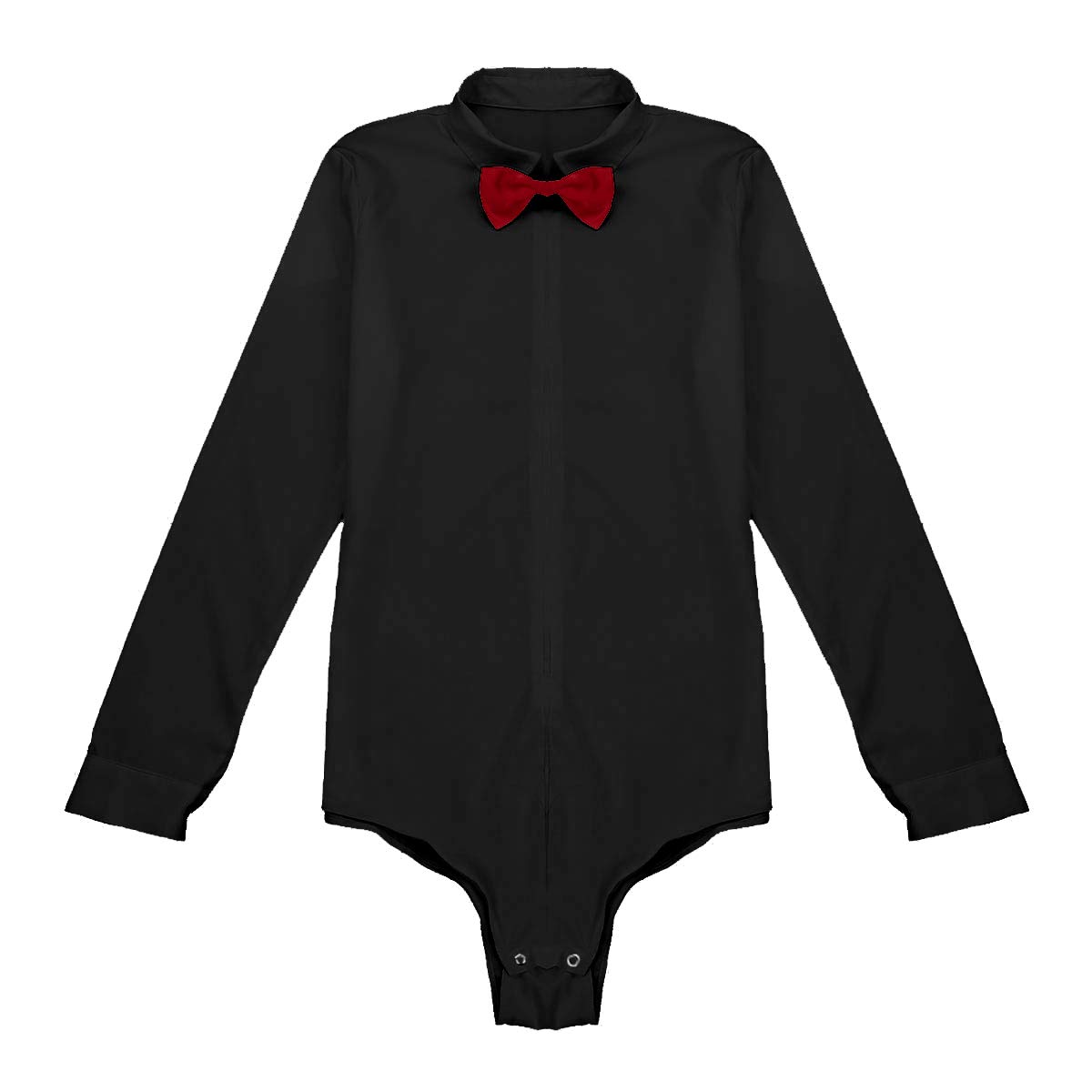 Men's Long Sleeve Latin Dance Shirt Bodysuit with Bowtie - Modern One-Piece Dance Romper Leotard Top for Salsa, Bachata & Ballroom Performance