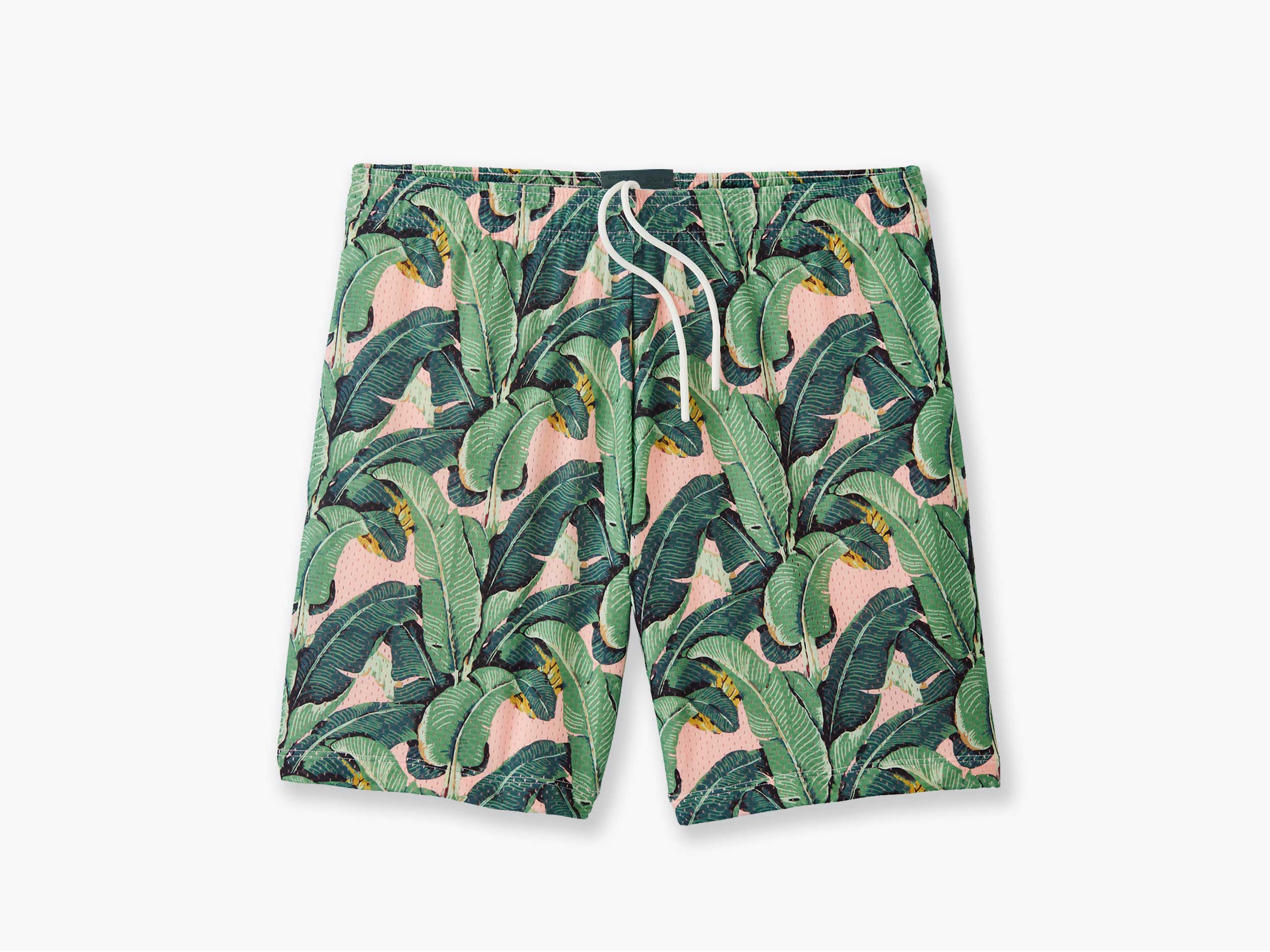 6 Pocket Lounge Shorts for Women - Soft Pink Palms Print, Comfortable Casual Wear for Beach, Yoga, and Summer Outings