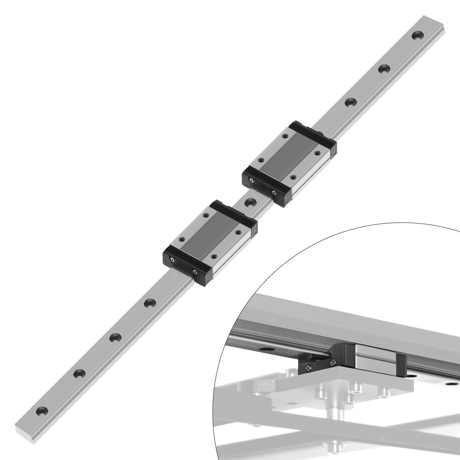 Twotrees MGN12H Double Linear Bearing Slide Rail Guide for 3D Printer, CNC Machine, XYZ DIY Engraving - 550mm (Type H) | Precision Motion Control for Smooth Printing & Engraving