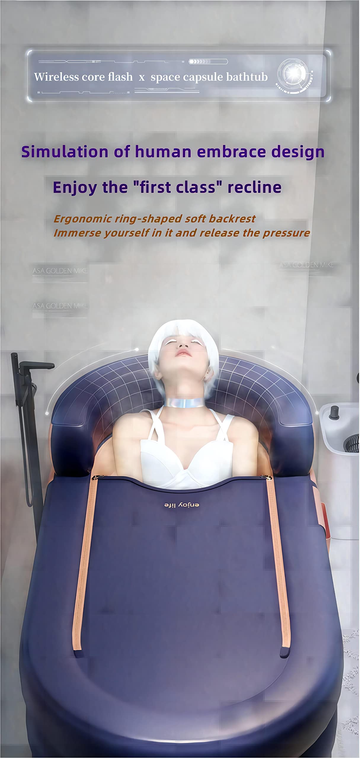 Inflatable Adult Bathtub with Electric Air Pump - Portable Spa for Hot & Cold Water Therapy - Perfect for Relaxation, Hydrotherapy & Muscle Recovery at Home (Grapefruit Tangerine Color)