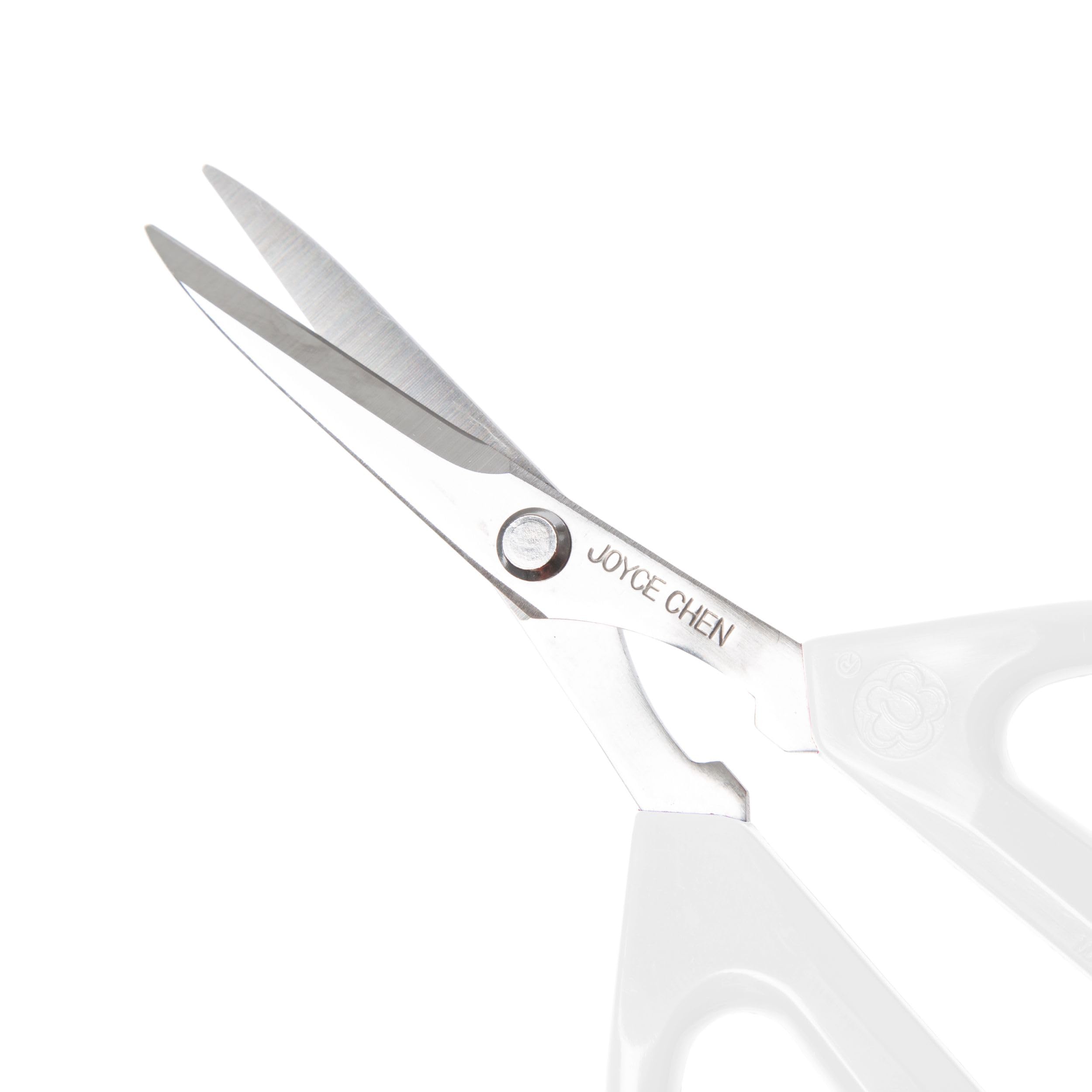 Joyce Chen Original Unlimited Kitchen Scissors - Heavy Duty Multi-Purpose Kitchen Shears with Ergonomic Comfort Grip - Perfect for Cutting Meat, Herbs, Poultry & Packaging - Dishwasher Safe White Kitchen Tool (2.0)