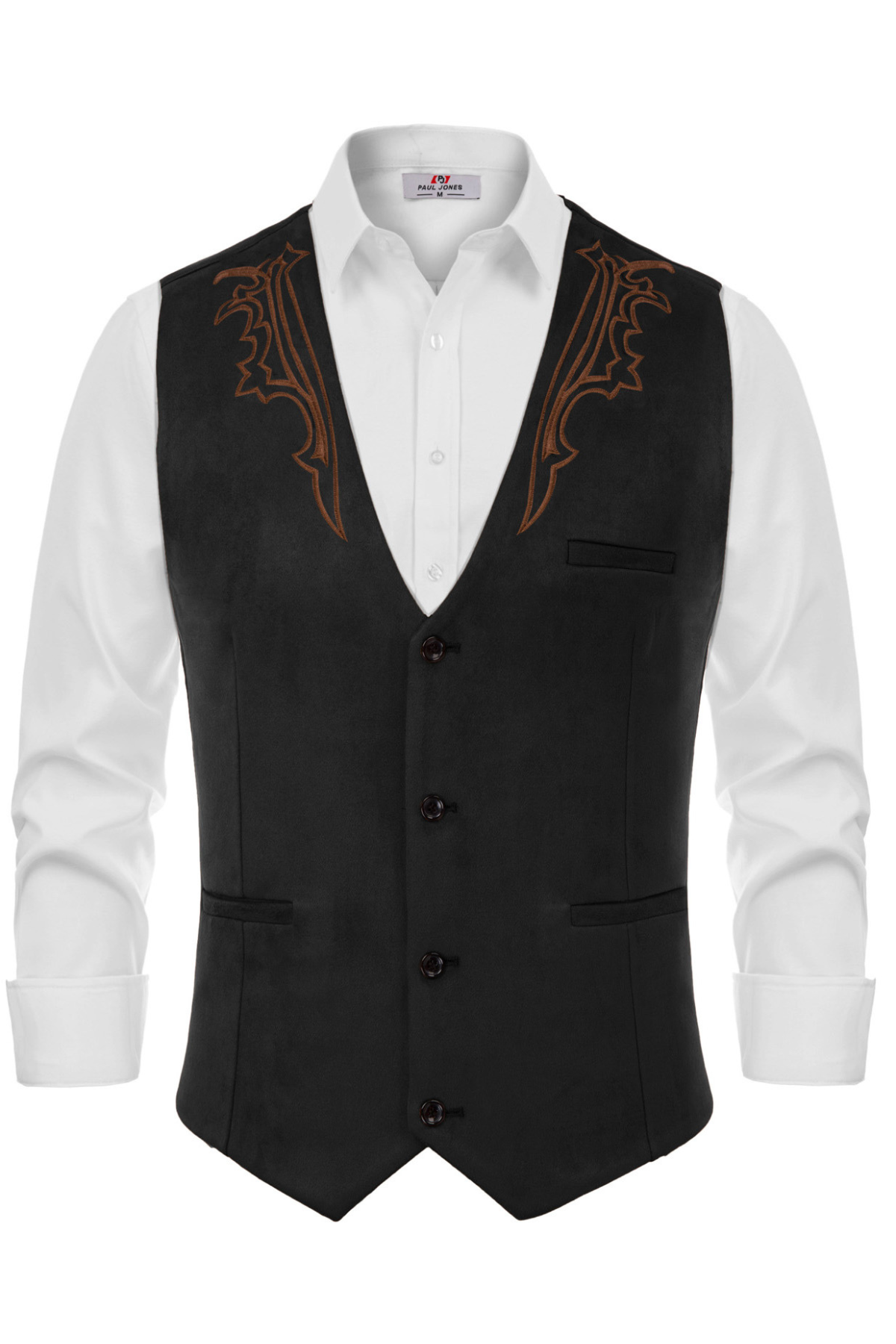 Men's Slim Fit Suede Leather Vest with Embroidery - Western Style Waistcoat for Casual Wear & Cowboy Costume