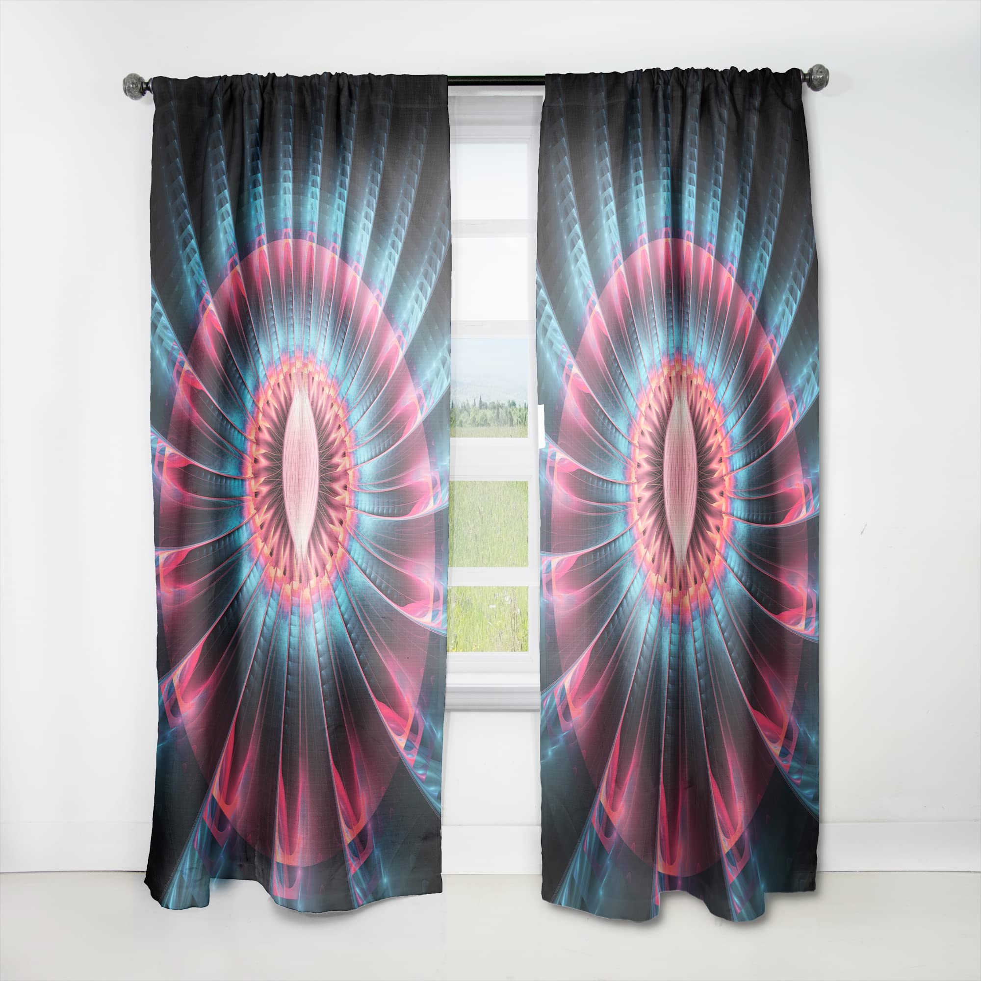 DesignQ Abstract Colorful Fractal Flower Thermal Insulated Curtains - Single Panel 52x90 Inches - Blackout Drapes for Bedroom & Living Room (Perfect for Home Decor, Privacy & Light Control)