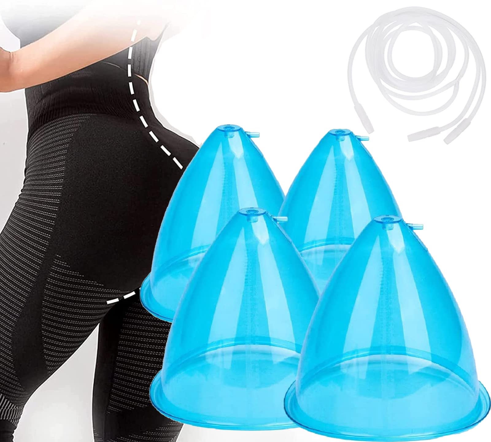 150ML & 180ML Vacuum Cupping Therapy Machine Accessories - Buttock Lift Suction Cups with Y-Type Hose for Body Massage & Cellulite Treatment - Professional Spa & Home Use (Blue)