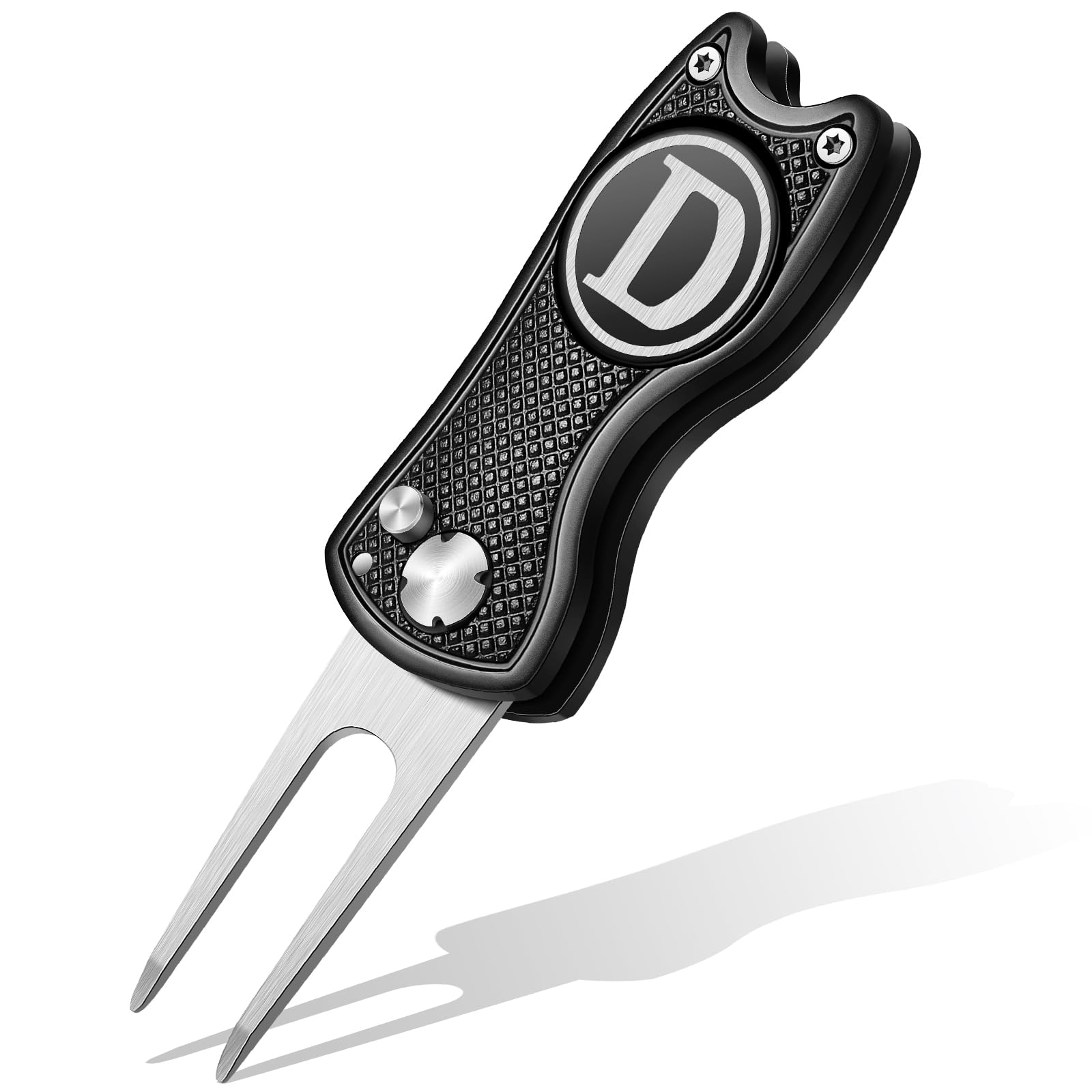 Personalized Golf Divot Repair Tool with Monogram Initials & Magnetic Ball Marker - Foldable Metal Putter Alignment Aid | Premium Golf Accessories & Gifts for Men | Perfect for Course Play, Practice & Tournament Use