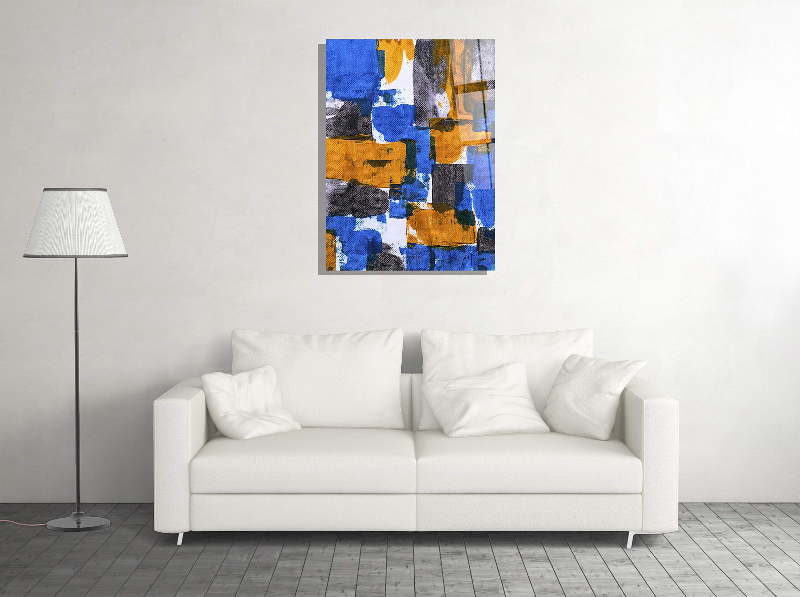 Colorful Abstract Painting Tempered Glass Wall Art - Modern Home & Office Decor - 16x24 Inches - Perfect for Living Room, Bedroom, Hotel Lobby & Gift Giving