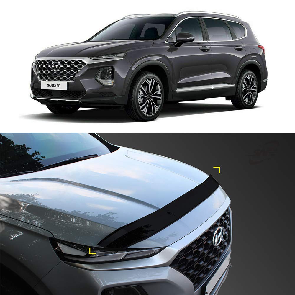 SAFE D622 Acrylic Hood Bug Shield Guard for 2019-2020 Hyundai Santa Fe SUV - Windshield Protection & Bug Deflector for Highway Driving & Off-Road Adventures