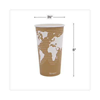 Eco-Products® World Art™ 12oz Compostable Hot Cups (Pack of 20) - Biodegradable Coffee Cups for Office, Cafes & Home Use - Perfect for Tea, Hot Chocolate & Coffee