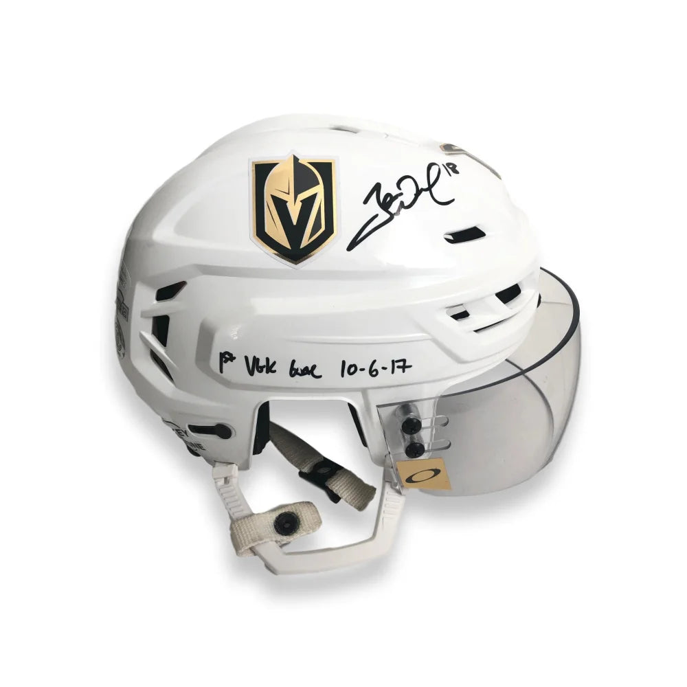 James Neal Autographed Vegas Golden Knights Game-Used Hockey Helmet with 1st Goal Inscription - JSA Certified COA | NHL Memorabilia for Collectors & Fans | Perfect for Display in Man Caves, Sports Bars & Themed Rooms