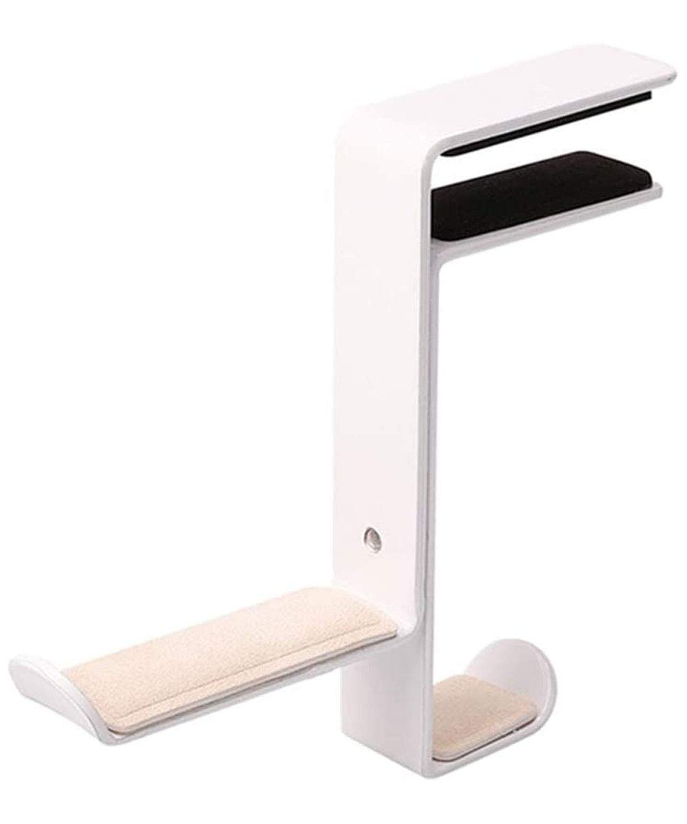 Adjustable Universal Headphone Stand Holder - Desk & Shelf Mount Hook for Gaming, PC, Office - Durable Headset Hanger Bracket for All Headphones (White) - Perfect for Workspace & Gaming Setup Organization