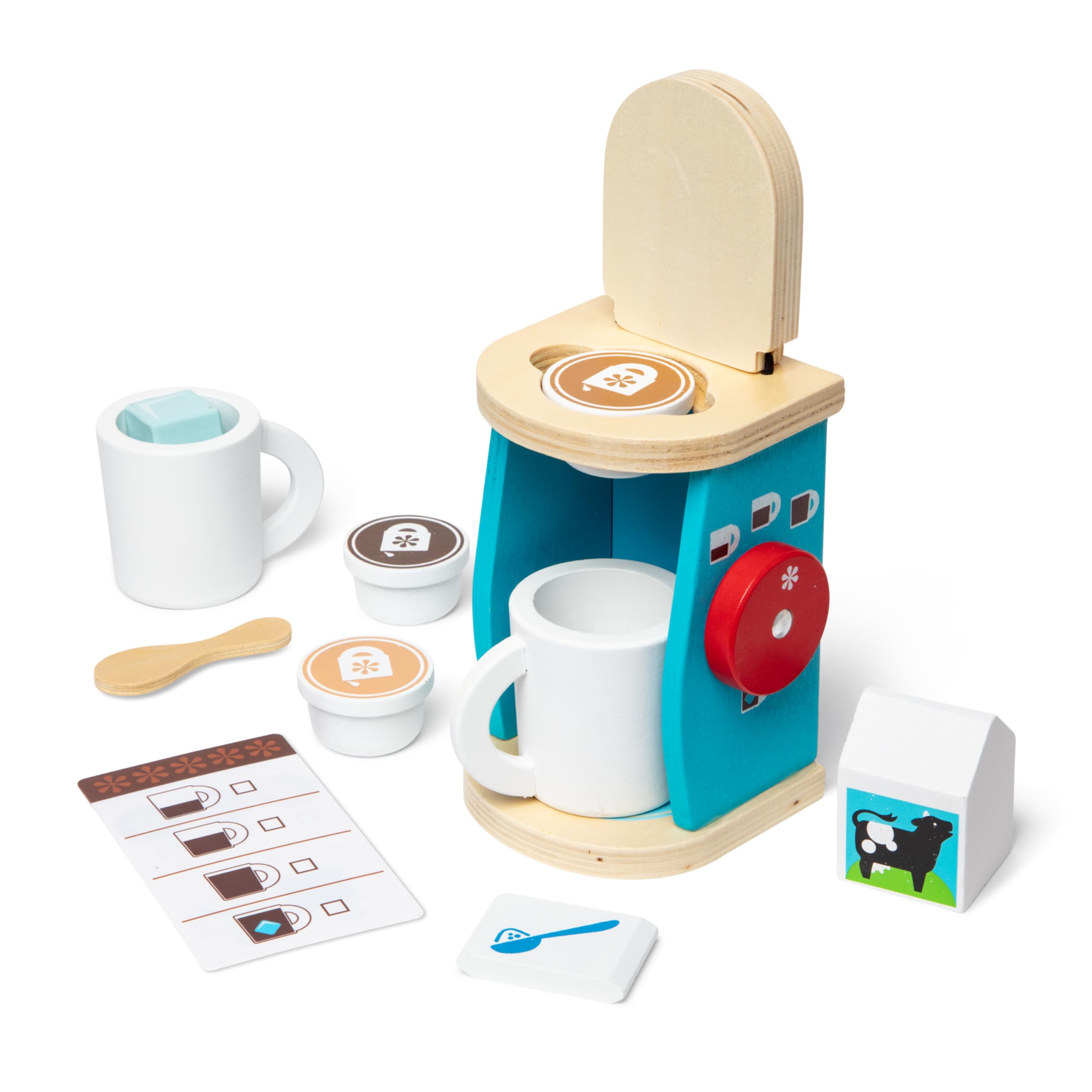 Melissa & Doug 11-Piece Wooden Coffee Maker Play Set - Pretend Play Kitchen Accessories for Kids, Boys & Girls | Brew & Serve Toy Coffee for Imaginative Role Play & Early Learning