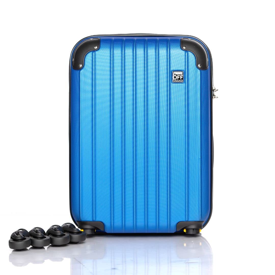 18 Inch Hardshell Carry On Suitcase with Removable Spinner Wheels - Converts to Underseater Luggage for Air Travel (18x14x8 Inches, Blue) | Perfect for Business Trips, Weekend Getaways & Airline Personal Item Compliance