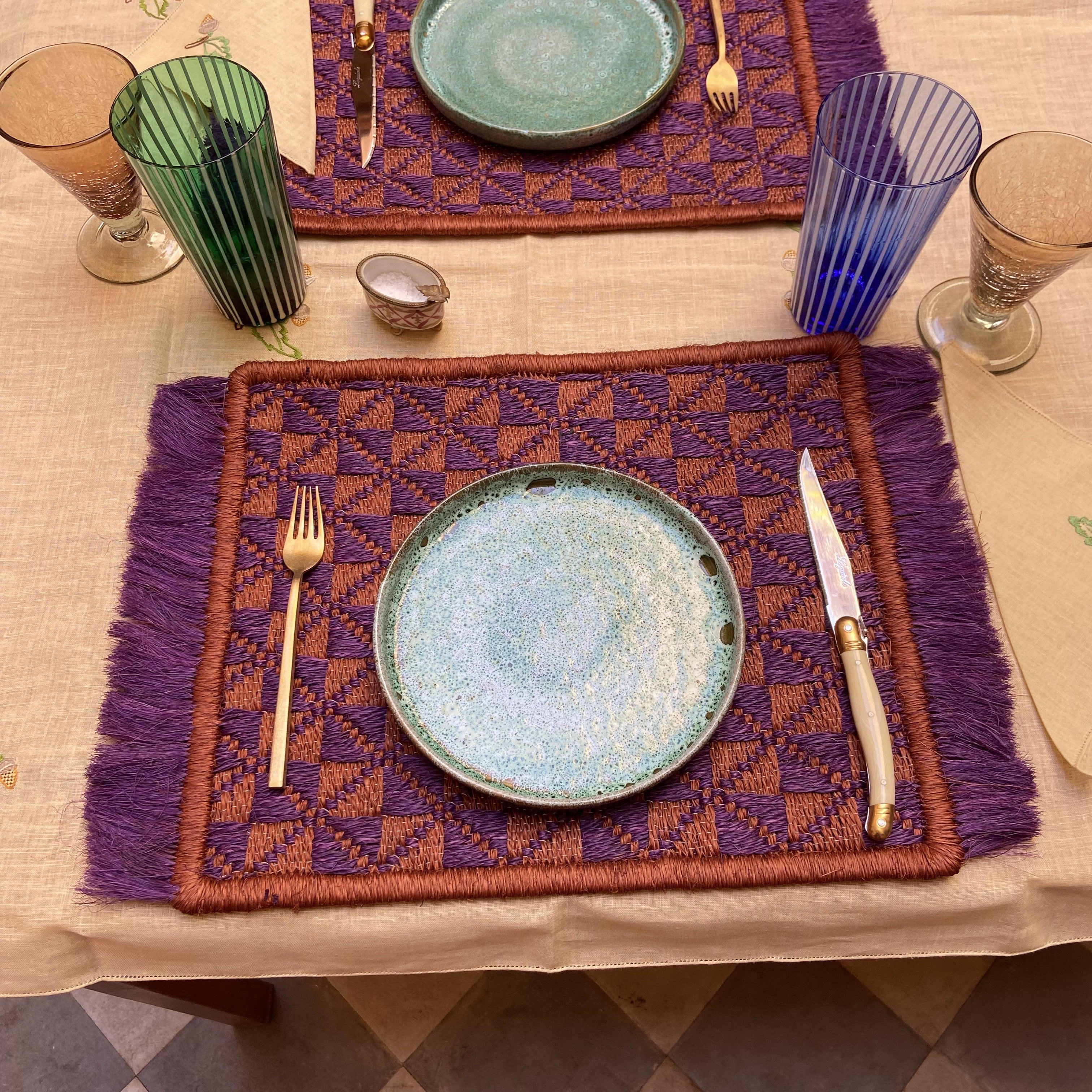 Premium Cotton Placemats Set of 2 - Washable & Heat-Resistant Table Mats for Dining, Kitchen, and Party Decor (17x12 Inches) - Elegant Home & Entertaining Essentials