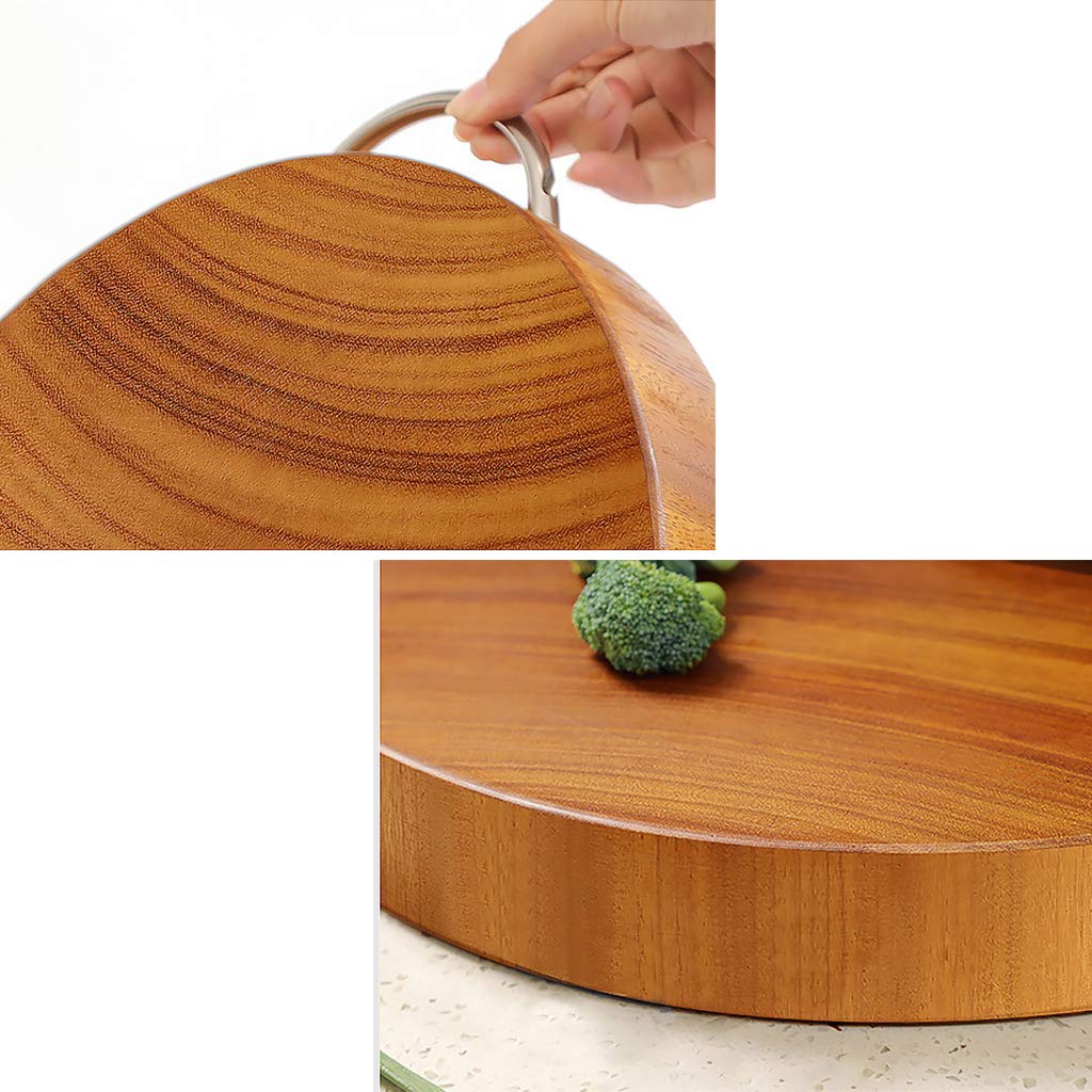 Premium Yellow Ironwood Round Chopping Board with U-Shaped Handle - Double-Sided Natural Wood Cutting Board for Kitchen - Family Size (Multiple Sizes Available) - Perfect for Meat Cutting, Vegetable Prep & Serving Charcuterie