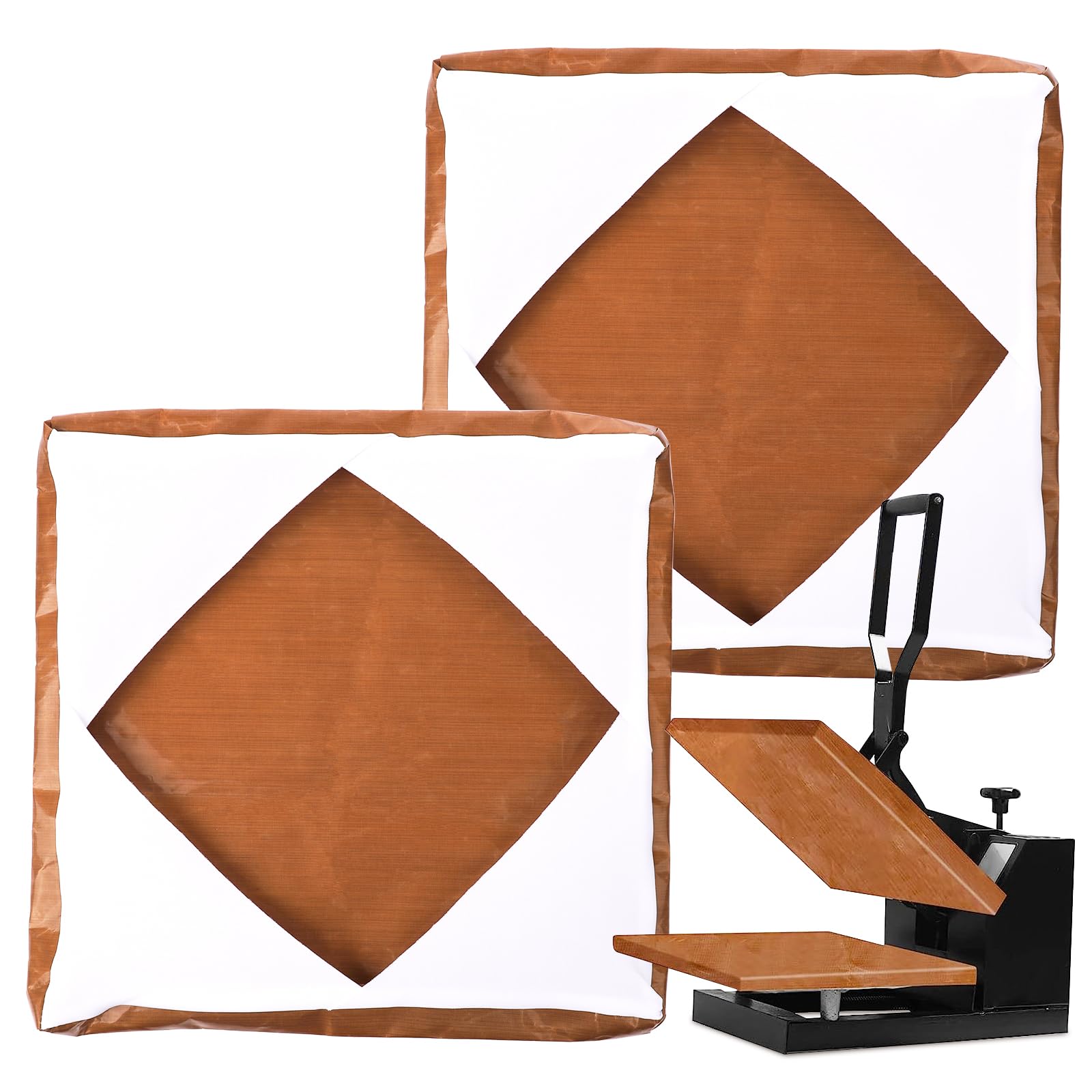 2-Pack 15x15 Inch Teflon Heat Press Mat - Reusable Non-Stick Sublimation Platen Cover for Heat Press Machine - Perfect for T-Shirt, Mug & Hat Printing (Heat Resistant & Durable)