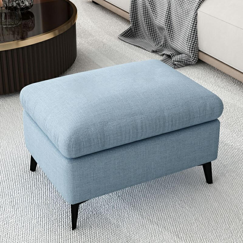 Modern Cotton Blend Rectangle Ottoman with Wood Frame - Space-Saving Footrest & Storage Bench for Small Living Rooms, Bedrooms, and Apartments