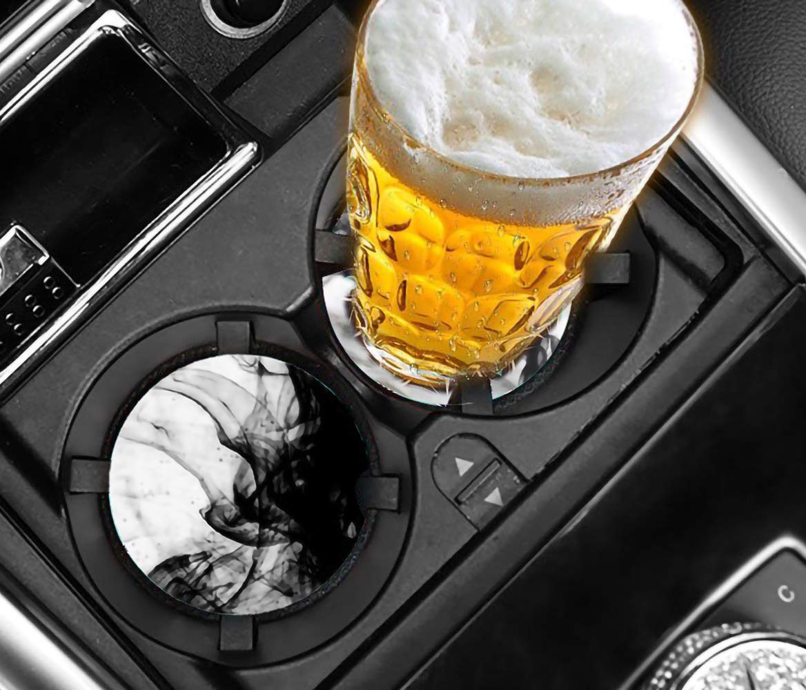 Kuichu 4-Pack Car Cup Coasters for Drink Holders - 2.56 Inch Absorbent Ceramic Auto Coasters with Finger Notch for Easy Removal | Keep Your Cup Holder Dry & Clean | Perfect for Road Trips, Commuting & Daily Driving
