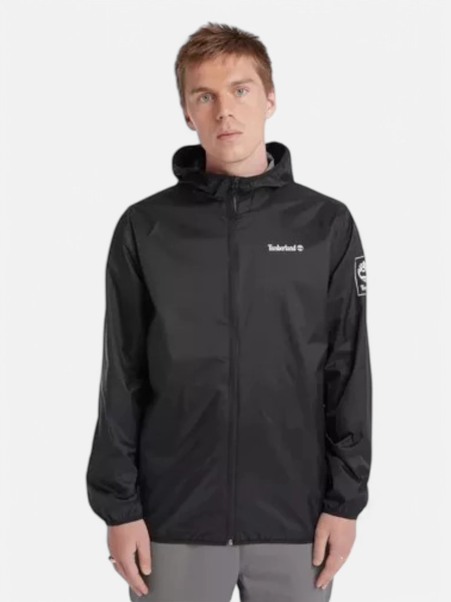 Timberland Men's Black Windbreaker Jacket - Lightweight Water-Resistant Outdoor Windbreaker for Hiking, Camping & Travel
