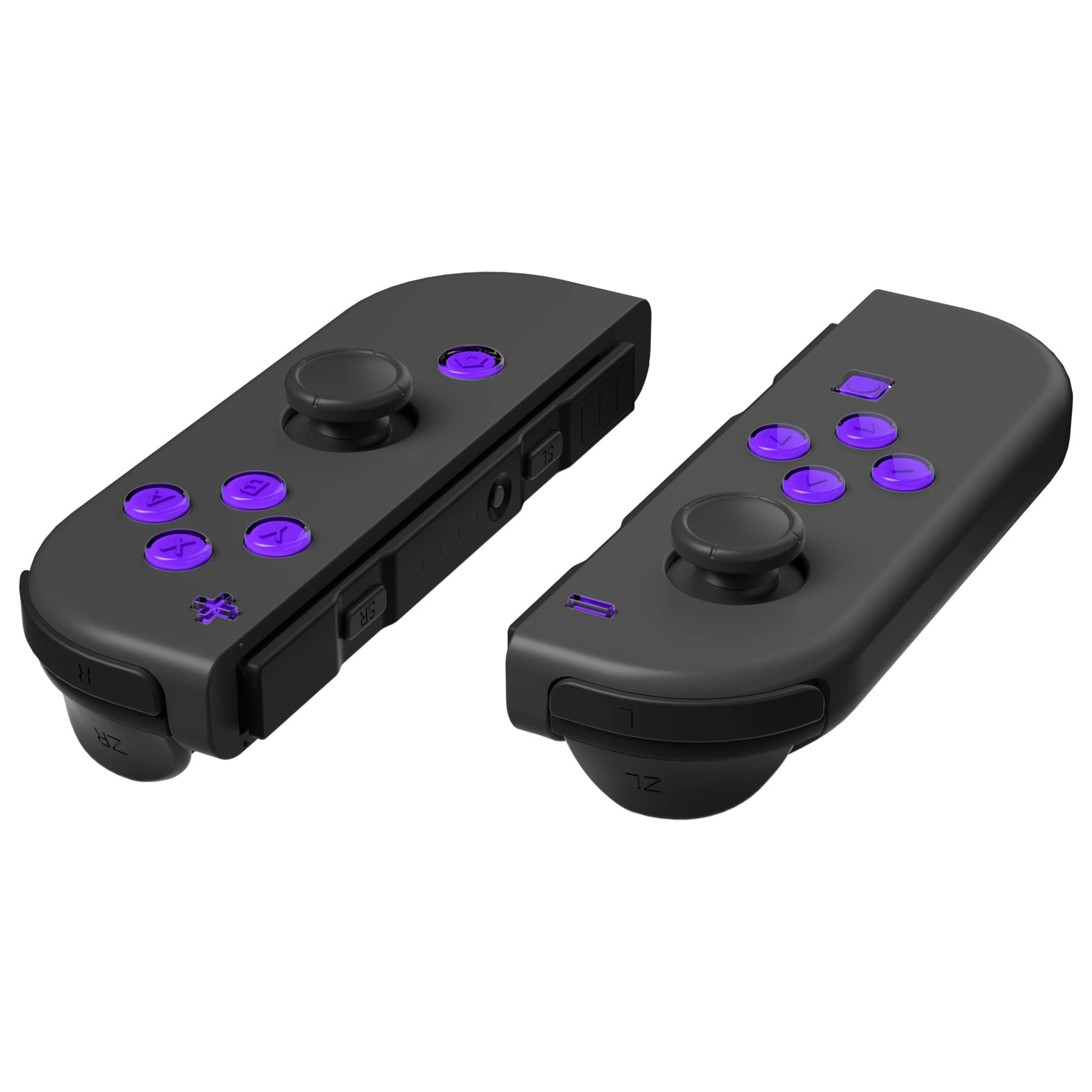 eXtremeRate Purple & Clear Two-Tone Jelly Buttons for Nintendo Switch JoyCon - Custom ABXY Direction Home Capture + - Keys with Symbols, DIY Replacement Face Buttons for Switch & Switch OLED | Perfect for Gaming Enthusiasts & Controller Modders