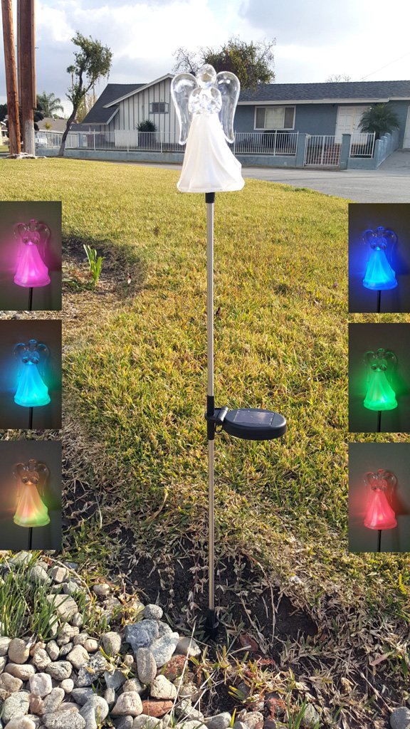 Solar LED Angel Lights with Floral Design - Waterproof Outdoor Garden Stake Decor for Yard, Patio, and Landscape - Perfect Gift for Christmas, Weddings & Home Decoration