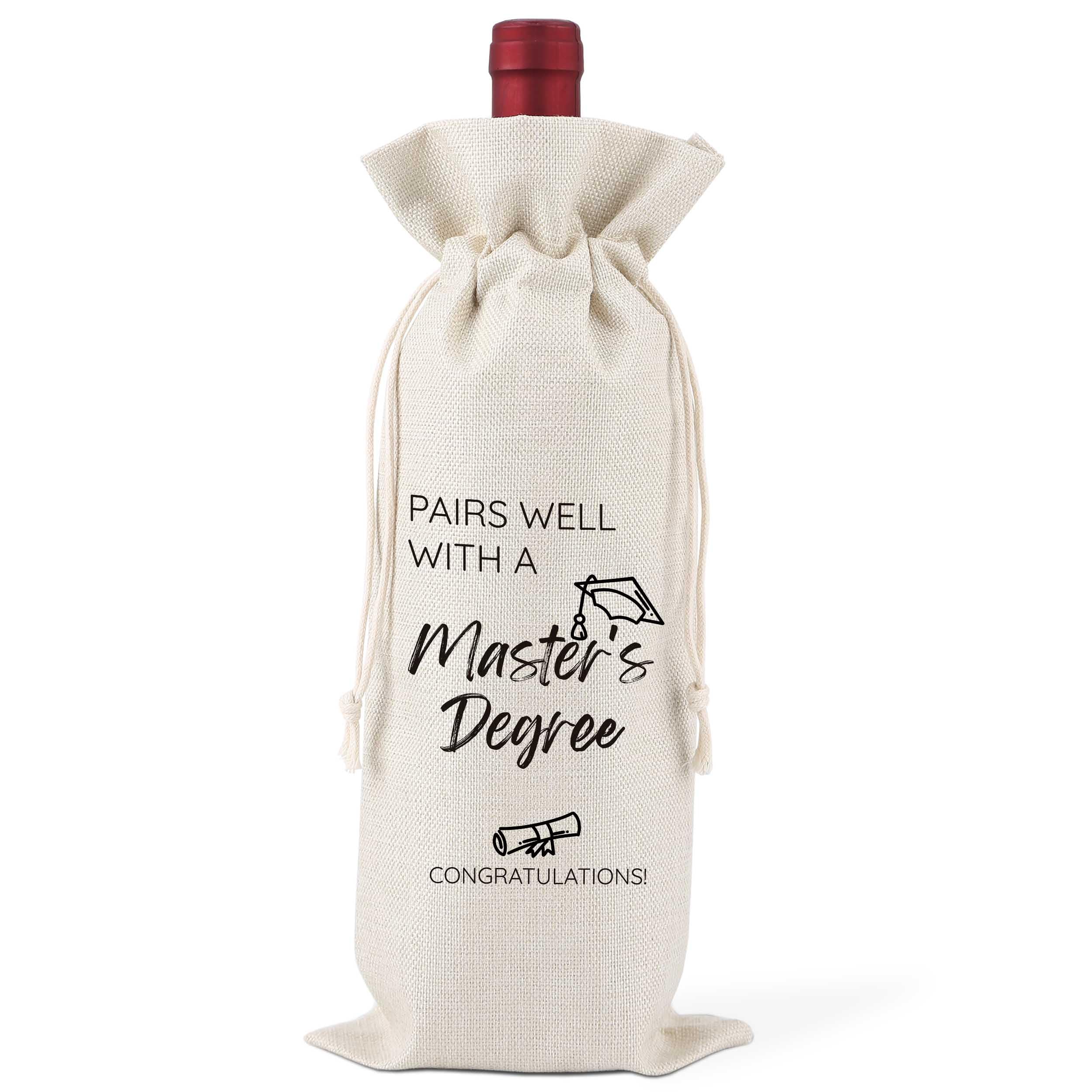 Elegant Reusable Drawstring Wine Bags - Perfect Graduation Gift for Master's Degree Students | Eco-Friendly Wine Carrier for Celebrations, Parties & Special Occasions