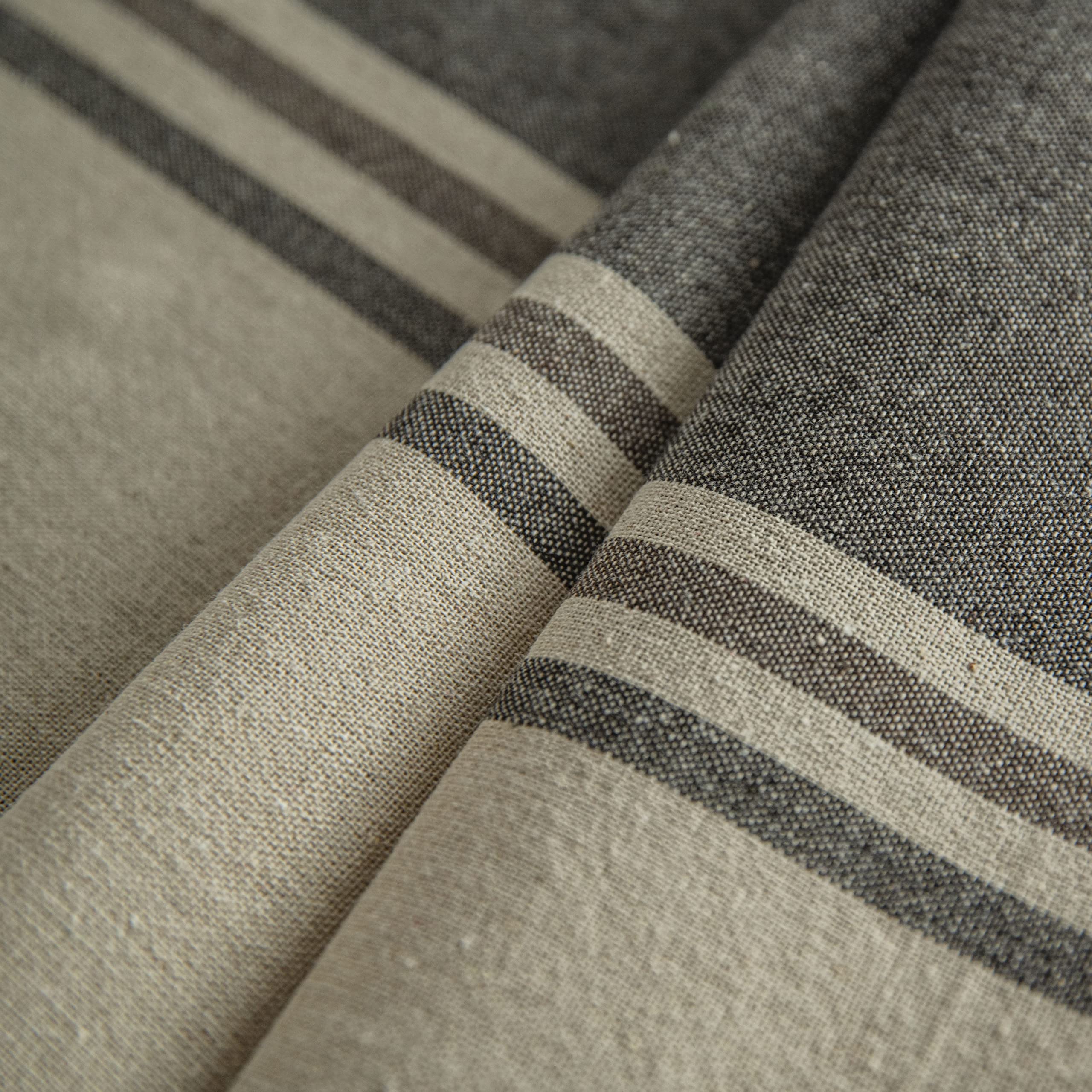 ArtBud Heavy Duty Burlap Cotton Linen Tablecloth - Farmhouse Style Striped Rectangle Table Cover 55