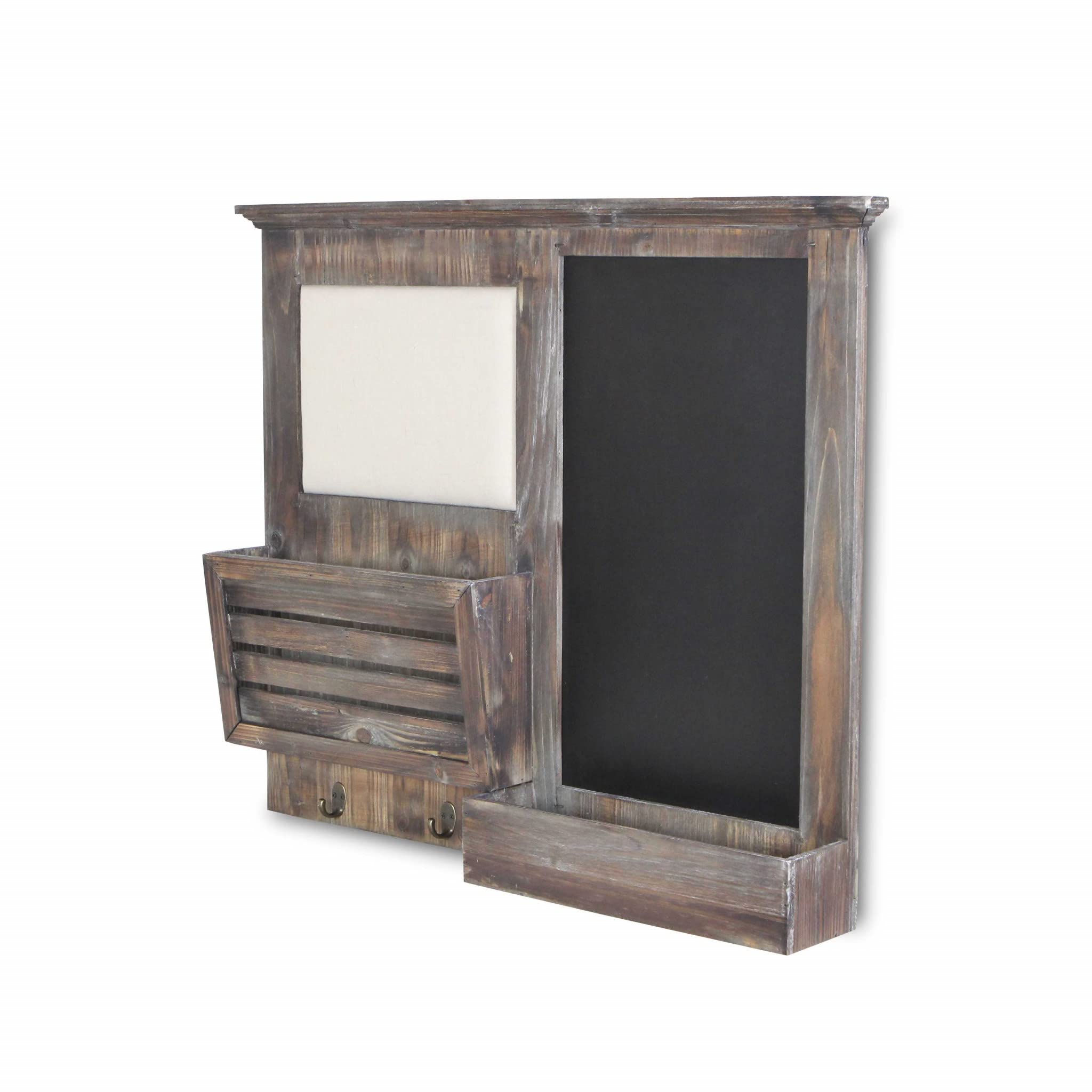 HomeRoots Gray Wooden Wall Chalkboard with Side Storage Basket - Rustic Chalkboard for Kitchen, Office & Kids Room - Perfect for Notes, Memos & Creative Writing