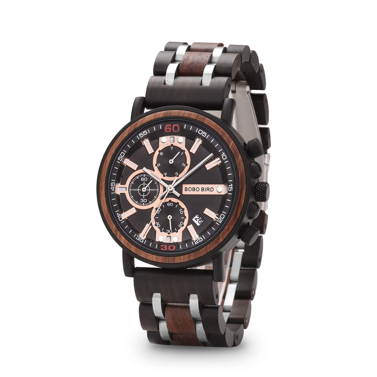 BOBO BIRD S18-1 Personalized Engraved Wood Watch for Men - Custom Wooden Wristwatch Gift for Husband, Boyfriend - Birthday, Anniversary Present - Perfect for Casual Wear, Outdoor Activities & Special Occasions