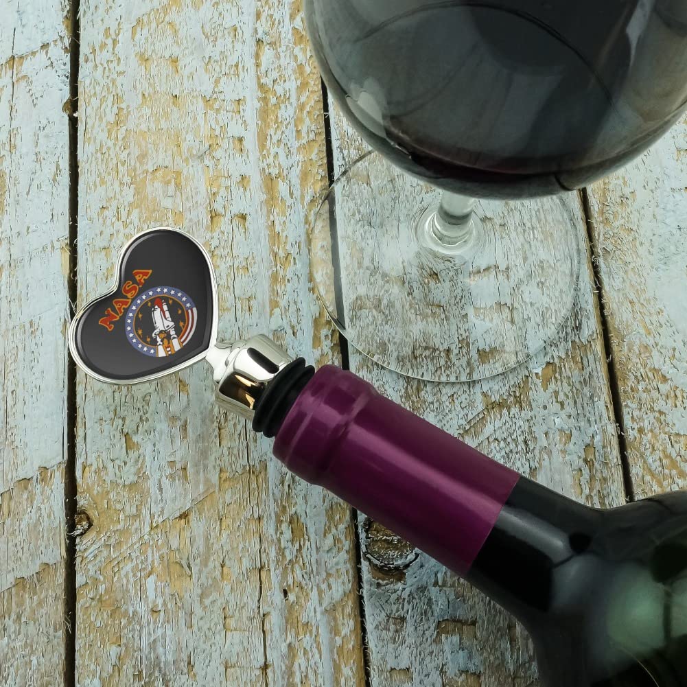 Vintage Space Shuttle Heart-Shaped Wine Bottle Stopper - Romantic Wine Accessory for Valentine's Day, Anniversary Gifts & Space-Themed Parties