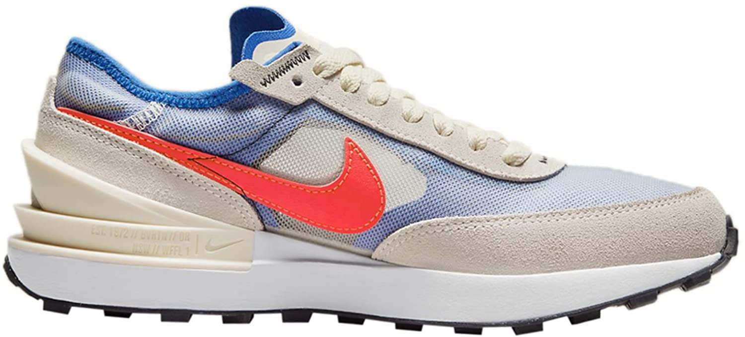 Nike Waffle One Boys Running Shoes - Coconut Milk/Hyper Royal/Bright Crimson - Size 7 Big Kid - Lightweight & Breathable for School, Sports & Everyday Wear