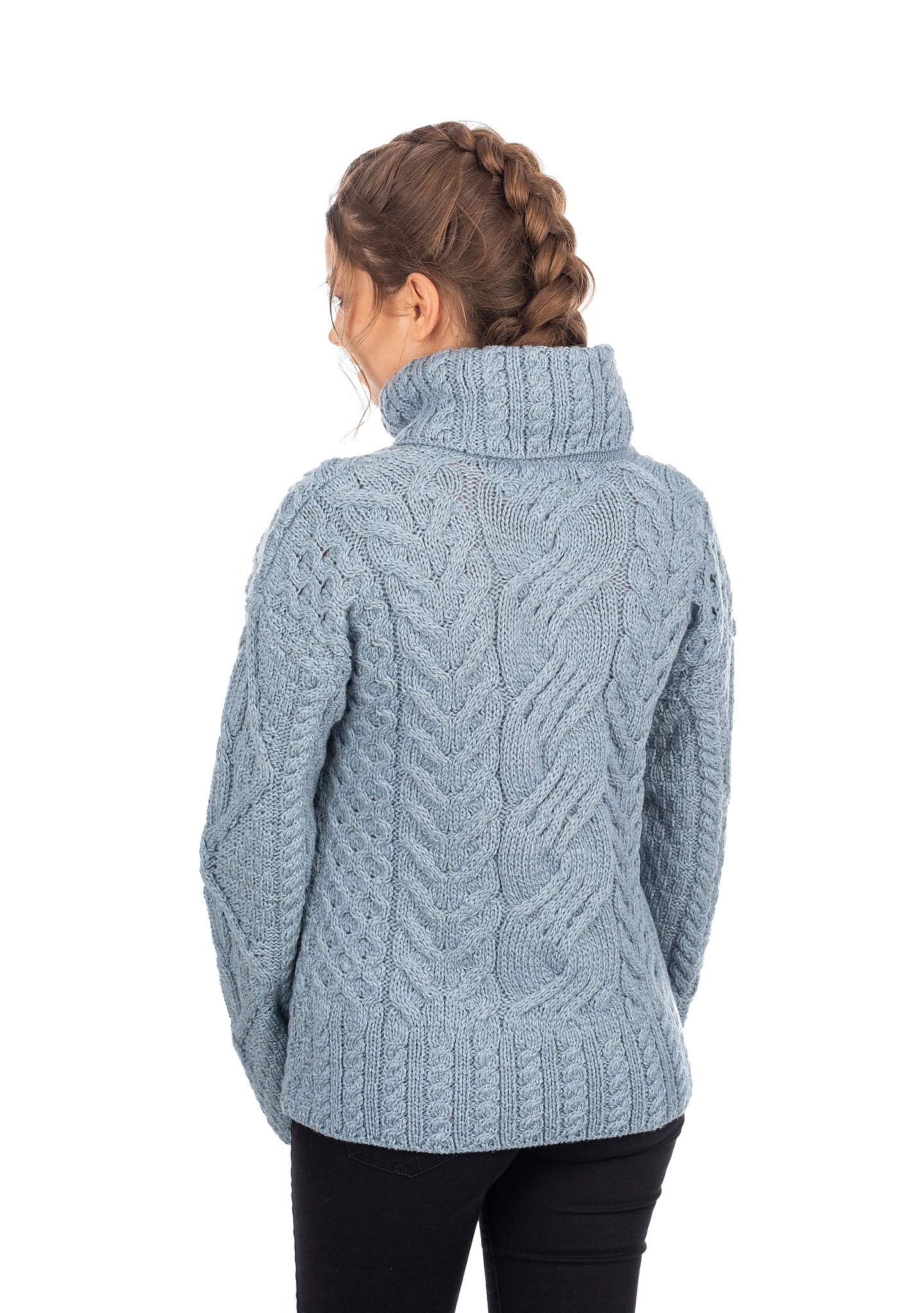 100% Super Soft Merino Wool Irish Cable Knit Turtleneck Sweater for Women | Warm Winter Pullover | Cozy Office & Casual Outfit | Perfect for Holiday Gifts & Cold Weather Fashion
