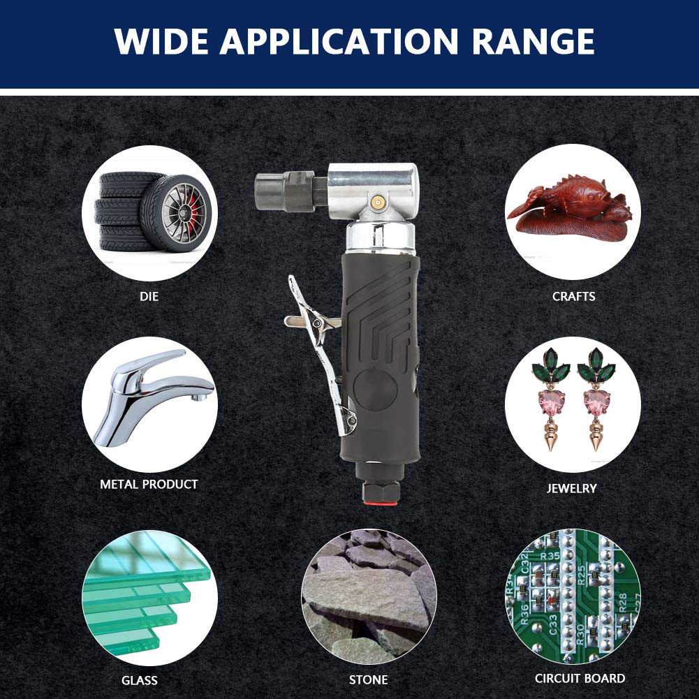 AG-315 1/4BSP 90 Degree Pneumatic Angle Die Grinder - Air Powered Polishing & Grinding Tool for Metalworking, Wood Carving & Automotive Repair