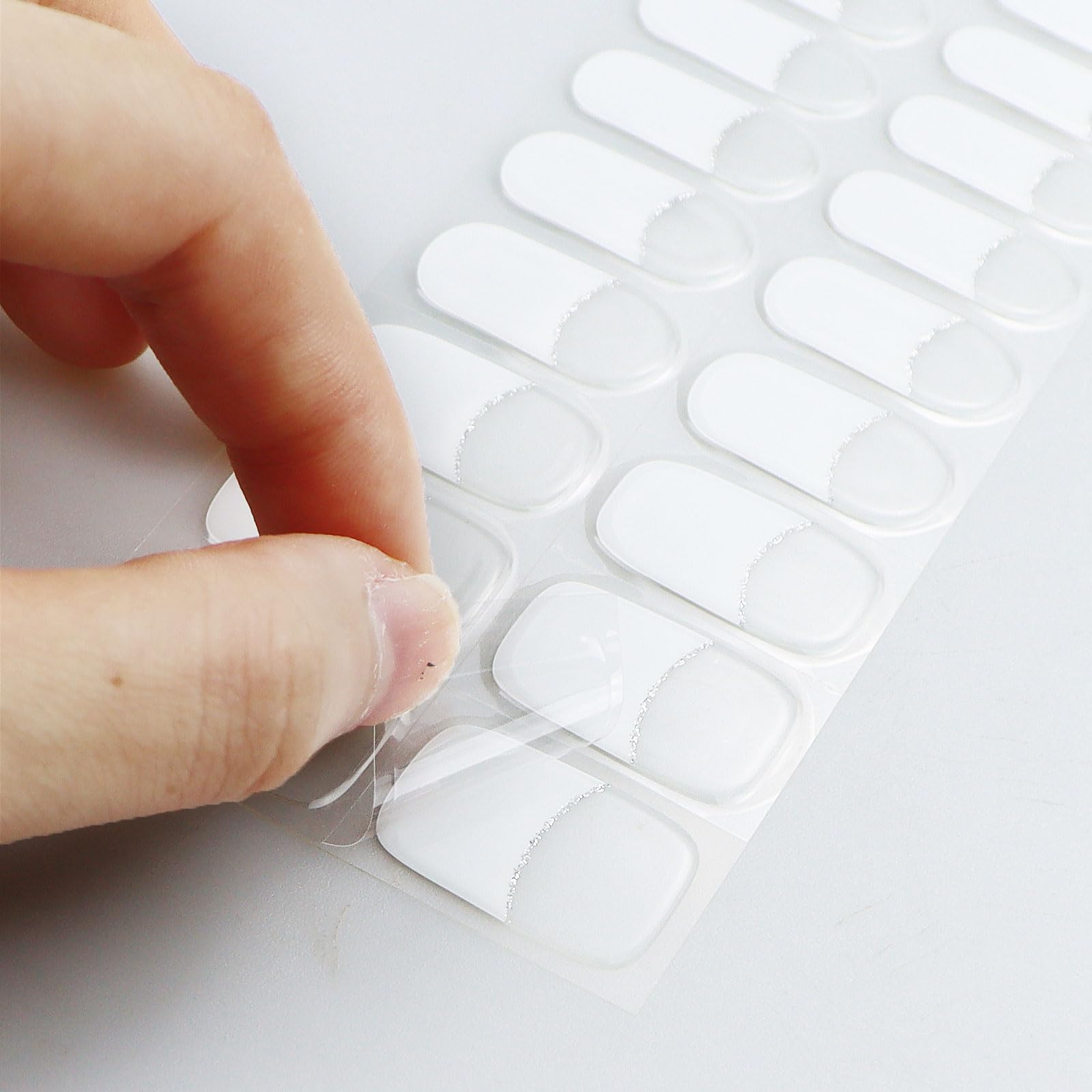 JMEOWIO White French Tip Semi Cured Gel Nail Strips - Transparent UV/LED Gel Nail Stickers & Wraps for Nail Art Design - Perfect for Salon, Home Manicure, Bridal Nails & Party Nail Decoration