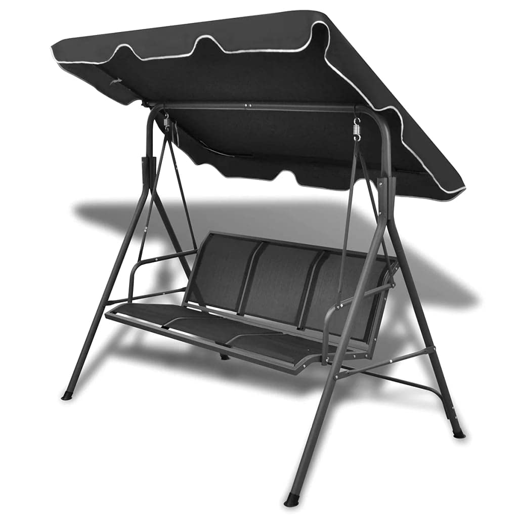 Outdoor Conversation Chair - Patio Bench with Canopy for Garden, Poolside & Balcony | Durable Black Outdoor Furniture for Relaxing in Backyard, Park or Terrace