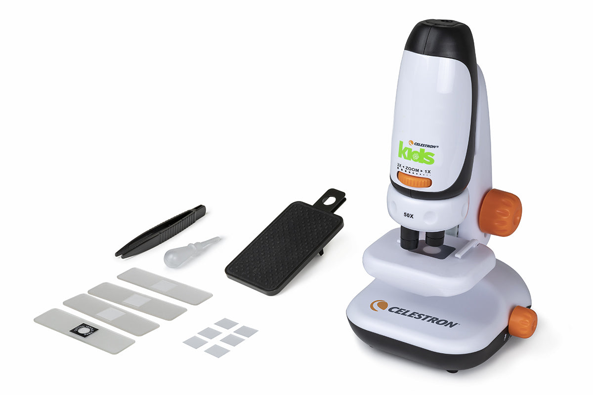 Celestron Kids Microscope with Smartphone Adapter - Educational Science Toy for Children, Portable Digital Microscope for Home & Classroom STEM Learning