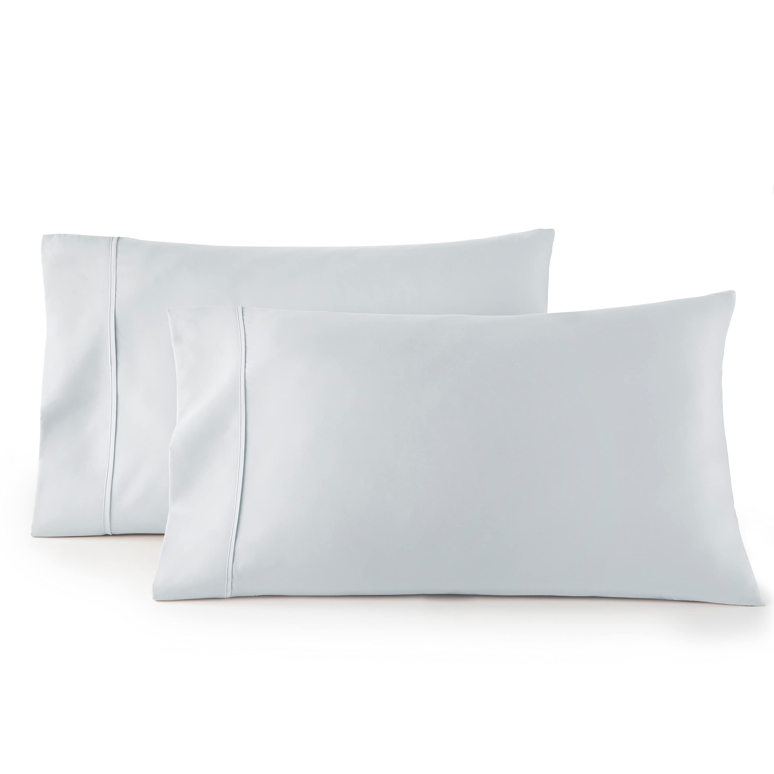 Premium HC Collection Microfiber Pillowcases Set of 2 - Ultra Soft Standard & Queen Size Bedding - Hypoallergenic, Breathable & Machine Washable - Ice Blue - Perfect for Home, Hotel & Travel Use