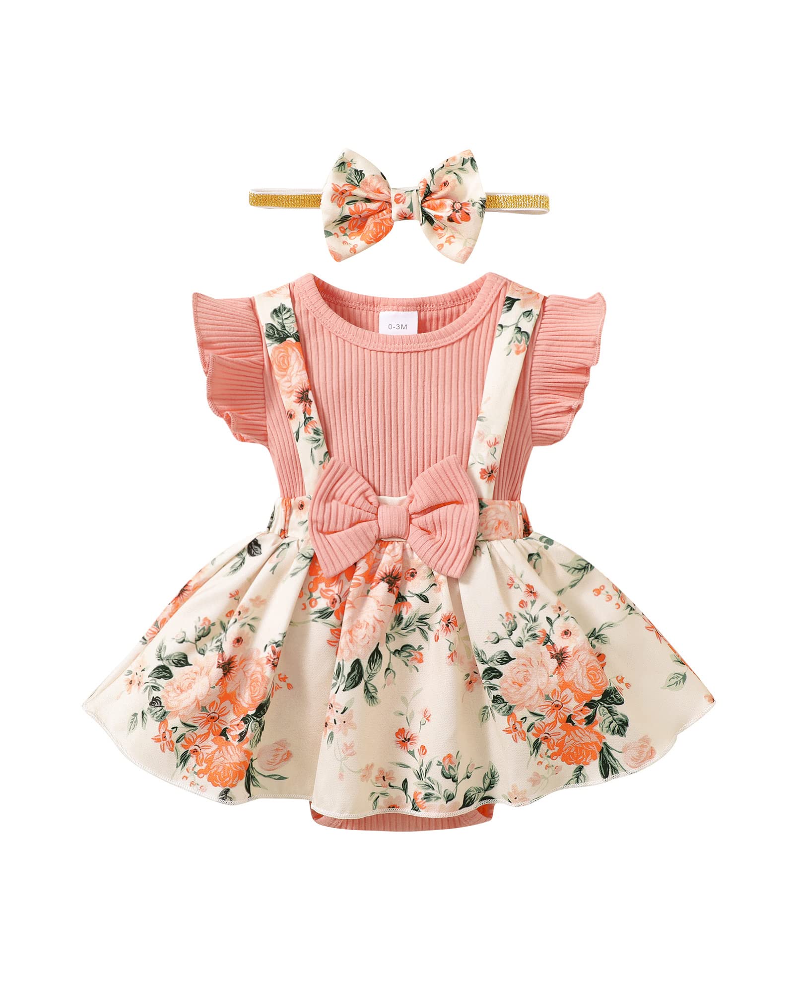 HIGHUZZA Baby Girl Clothes - Newborn Summer Romper Dress for Infant Girls | Soft Cotton Outfit for 0-24 Months | Perfect for Photoshoots, Parties & Outdoor Play