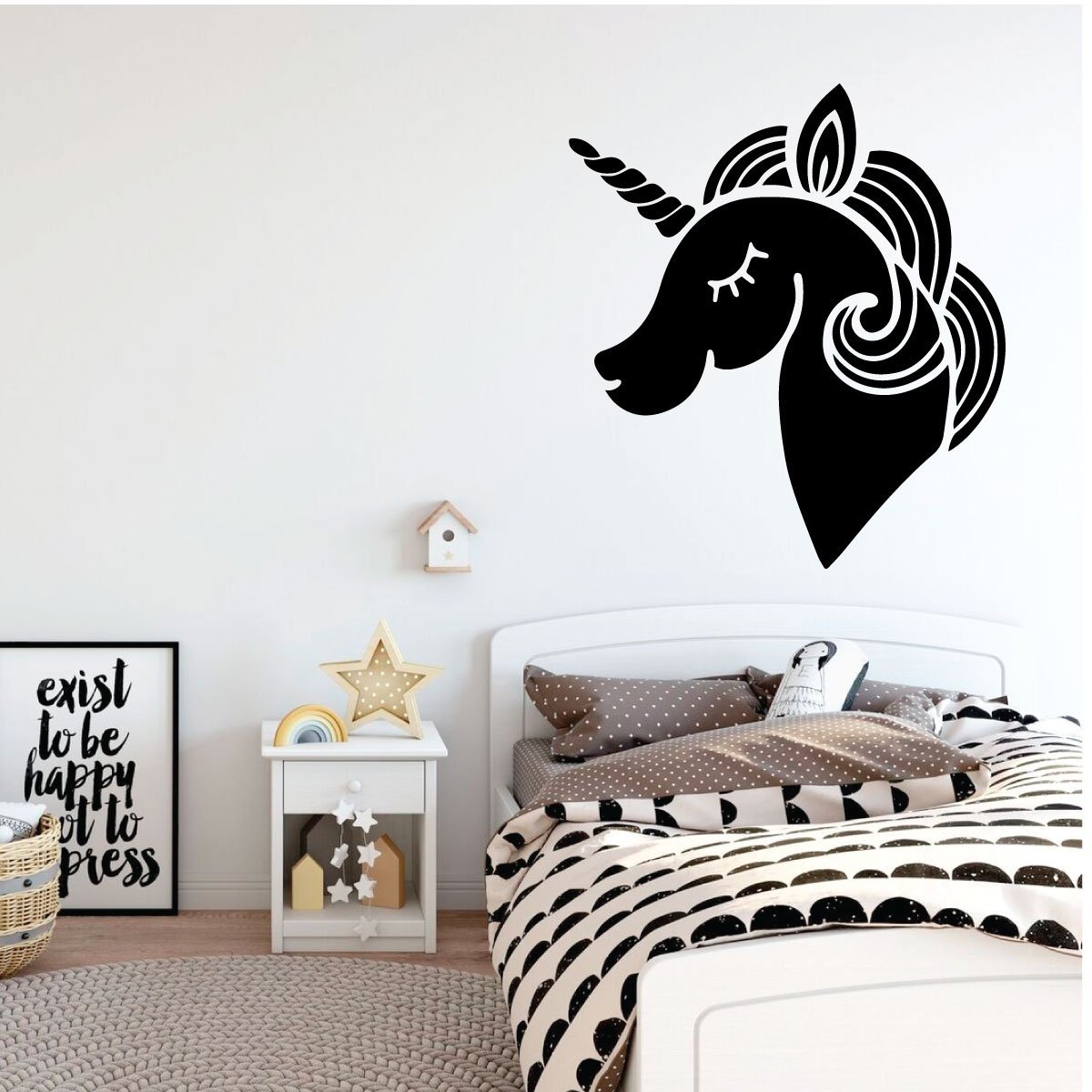 Personalized Left Facing Unicorn Wall Decal - Premium Vinyl Decoration for Girls Bedroom, Playroom & Bathroom - Kids Room Decor - Perfect for Birthday Gifts & Nursery Wall Art