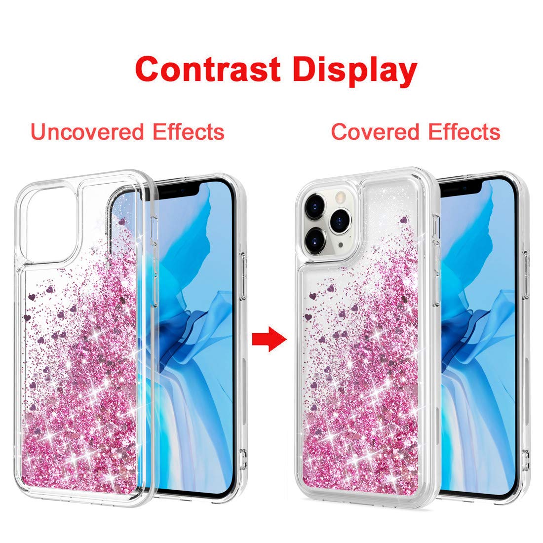 Luxury Rose Gold Glitter Waterfall TPU Phone Case for iPhone 12/12 Pro (6.1 inch) - Sparkling Liquid Design Protective Cover | Perfect for Parties, Night Out & Special Occasions