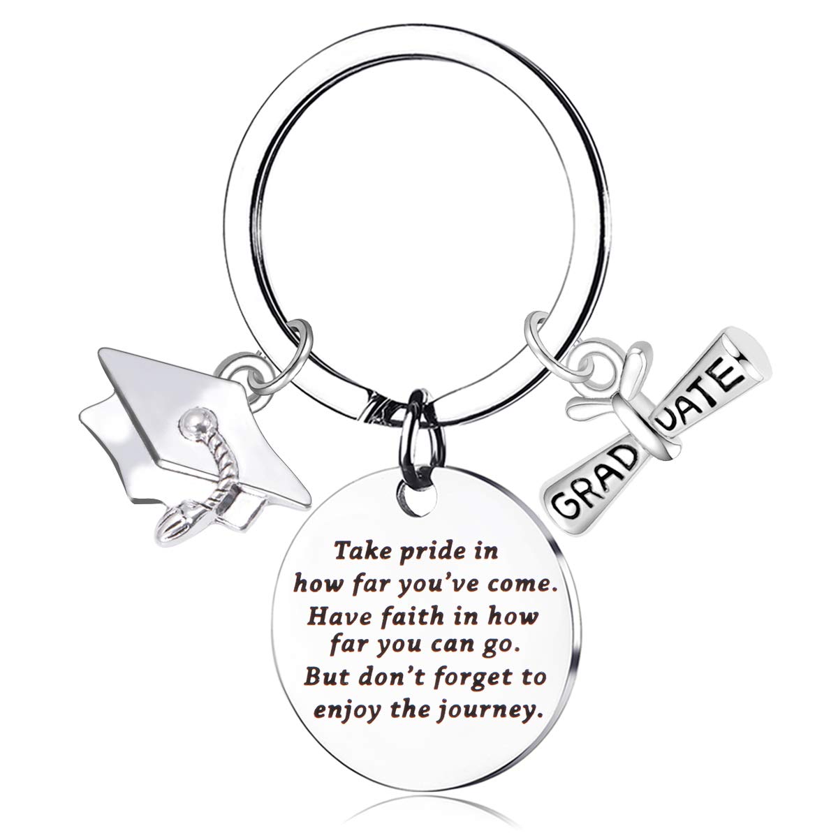Personalized Graduation Keychain for Her/Him 2023 - Inspirational Gift from Mom & Dad with Engraved 'Keep Going' Message - High School Graduation Jewelry for Students - Perfect Graduation Party Favors & Keepsakes