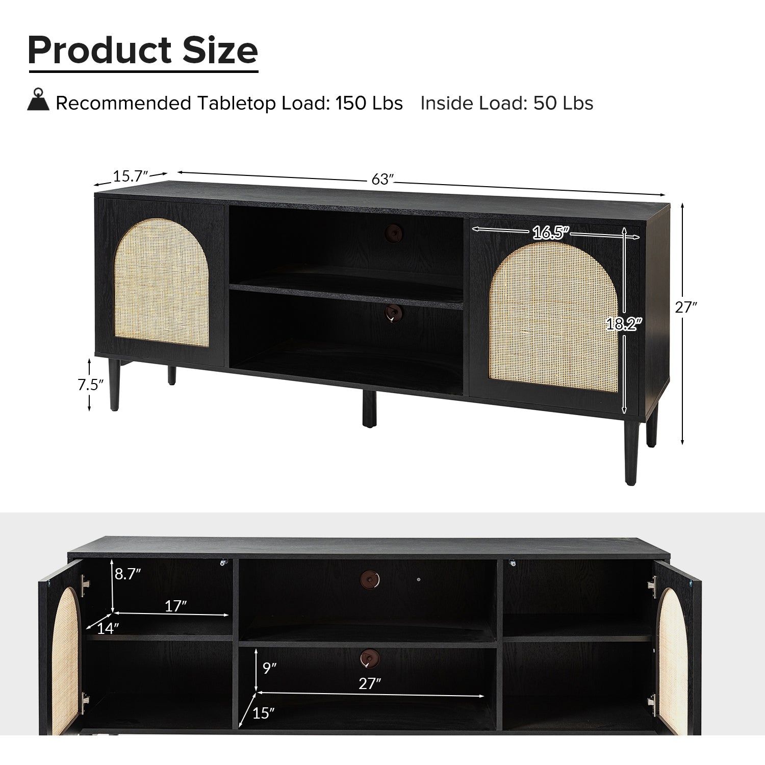 Norbert TV Stand Rattan for TVs up to 65