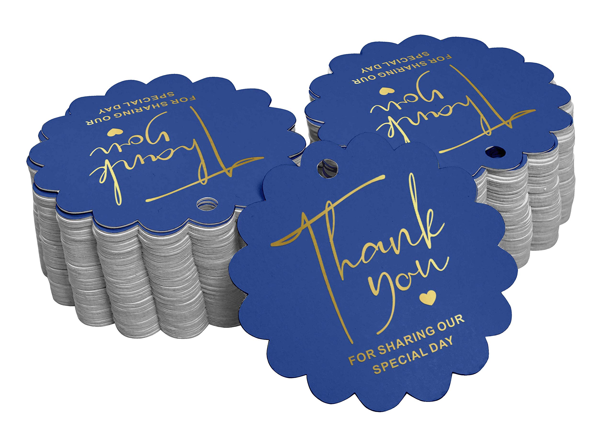 Gold Foil Thank You Tags - 100pcs Elegant Wedding, Bridal Shower, Baby Shower, Birthday & Retirement Favor Tags - Perfect for Party Decorations & Gift Wrapping