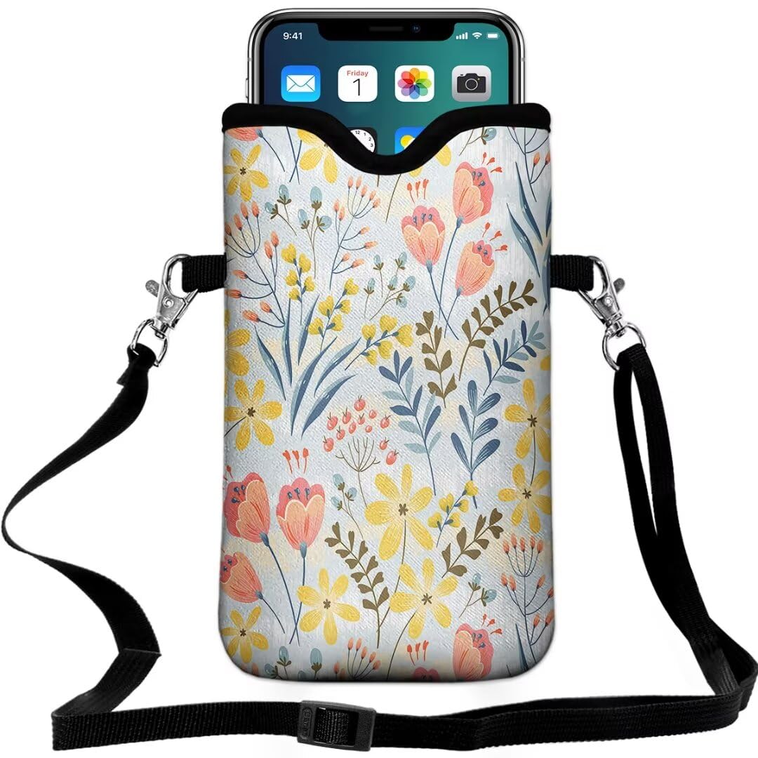 Neoprene Crossbody Phone Pouch with Lanyard - Compatible with iPhone 16/15/14/13/12 & Samsung S24/S23+/A35 - Soft Protective Phone Sleeve for Everyday Use, Travel & Outdoor Activities - Grass Green