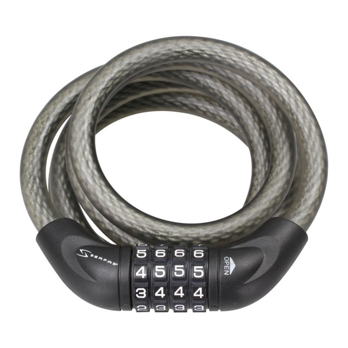 Serfas 5ft X 12mm Heavy Duty Bicycle Combination Lock CL-12 - Secure Bike Lock for Outdoor Cycling, Commuting & Parking - Weatherproof & Cut-Resistant Steel Cable